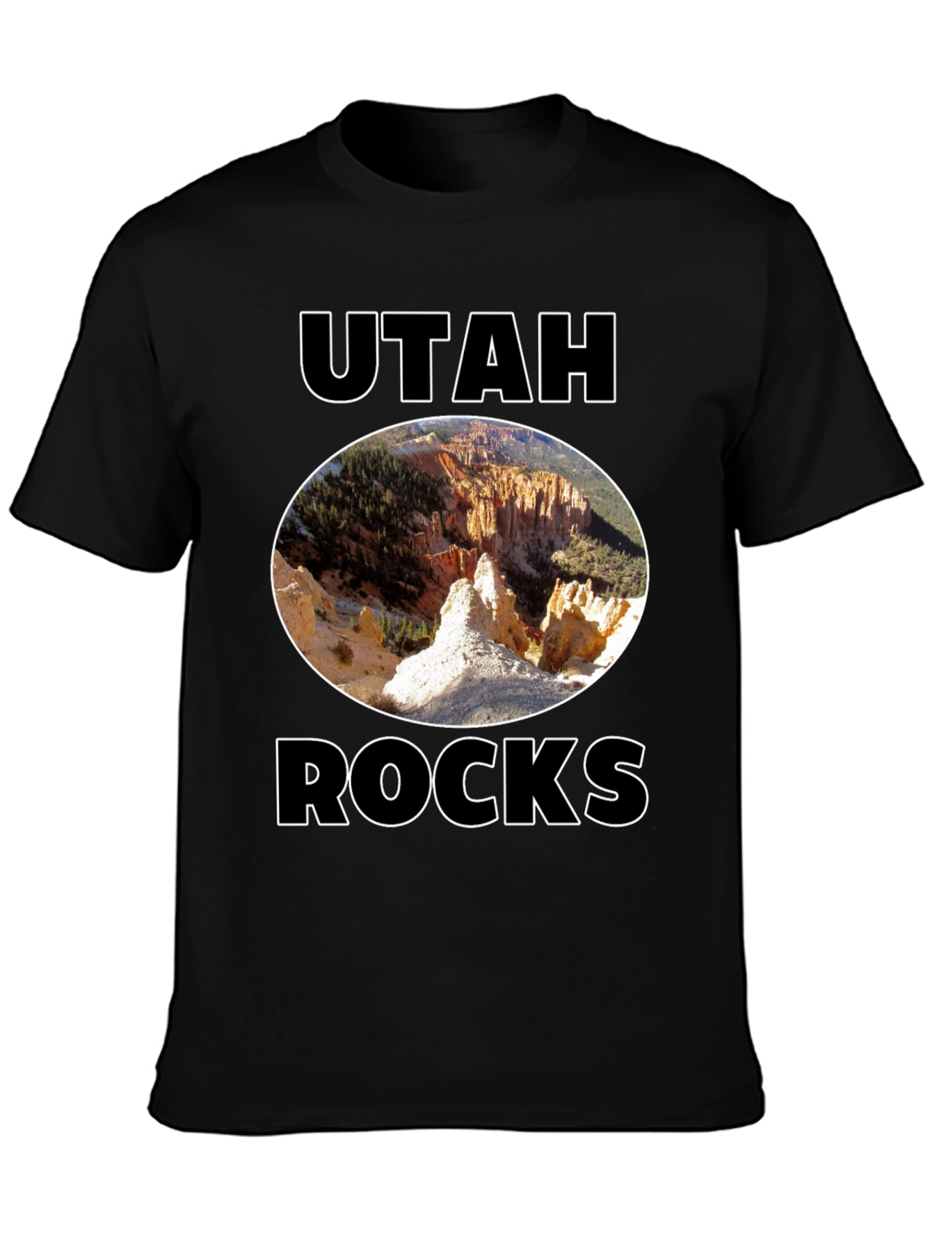 Black Utah Rocks T-Shirt - Black Cotton Graphic Tee view 3