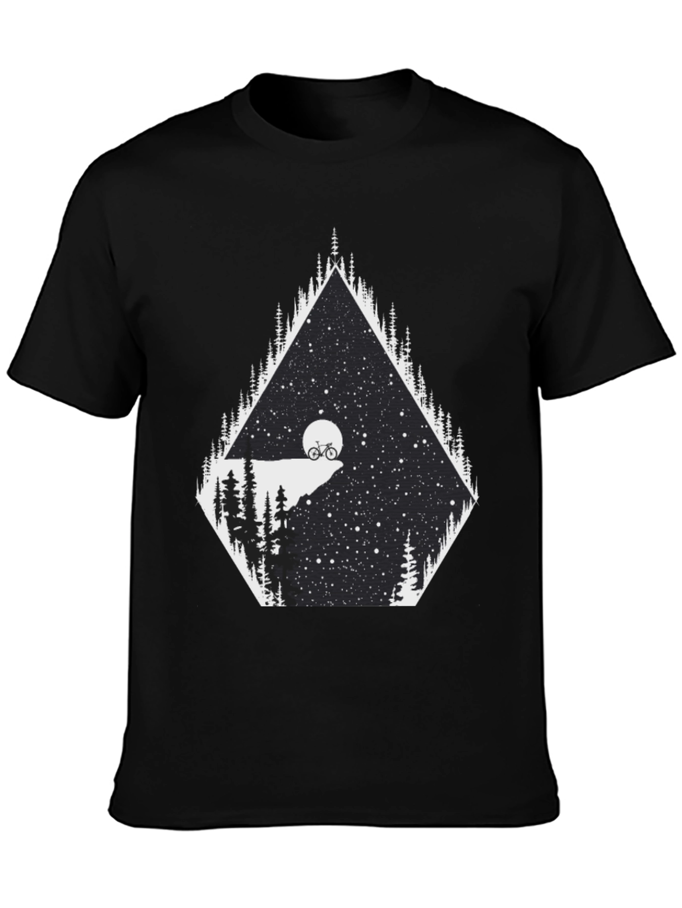 Black Night Ride T-Shirt - Mountain Bike Scene Graphic Tee view 3