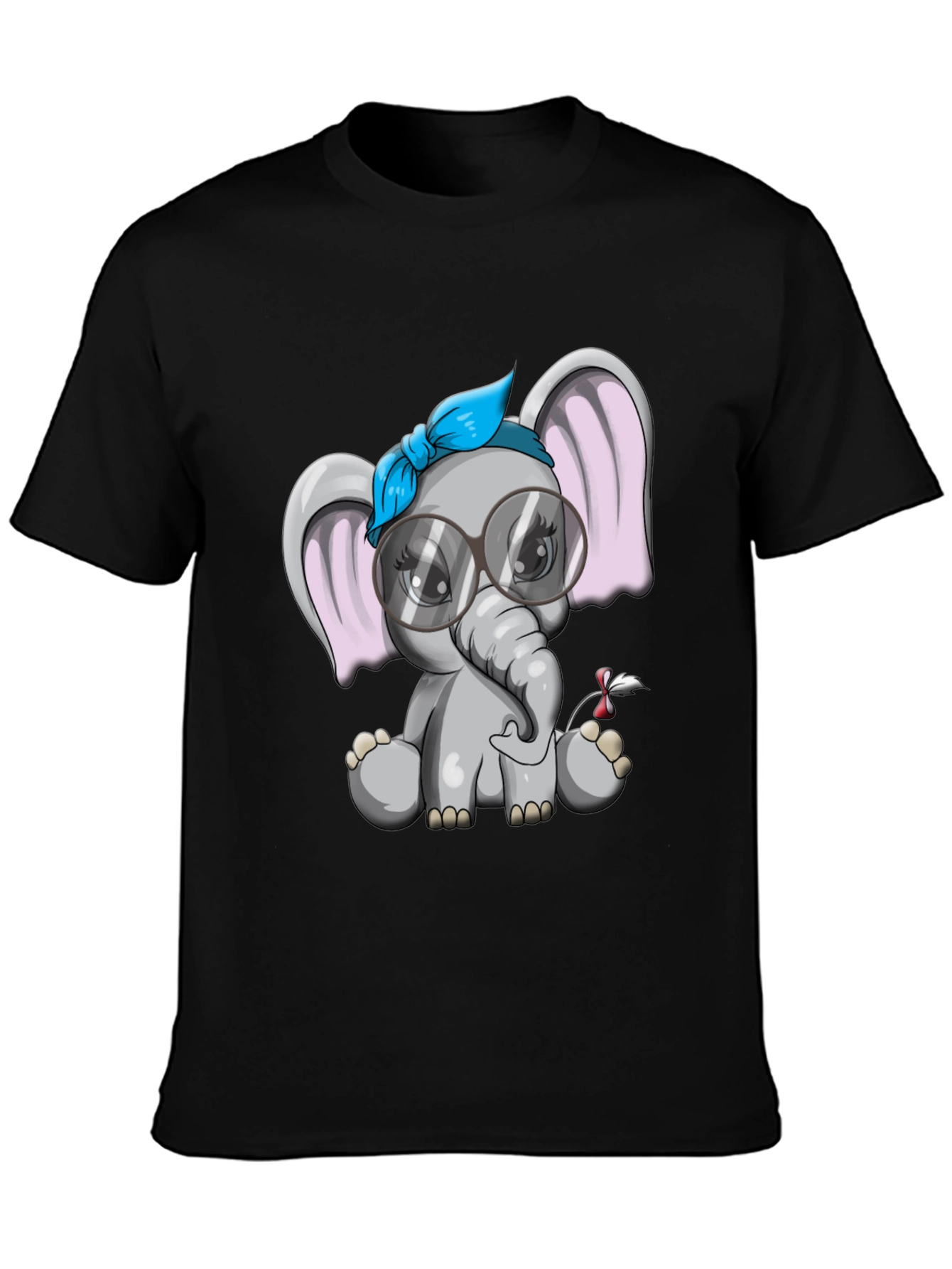 Black Cute Elephant Graphic Tee - Black view 3