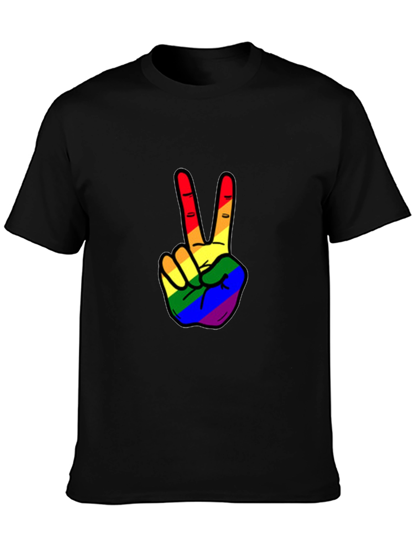 Black Rainbow Peace Sign Graphic Tee view 3
