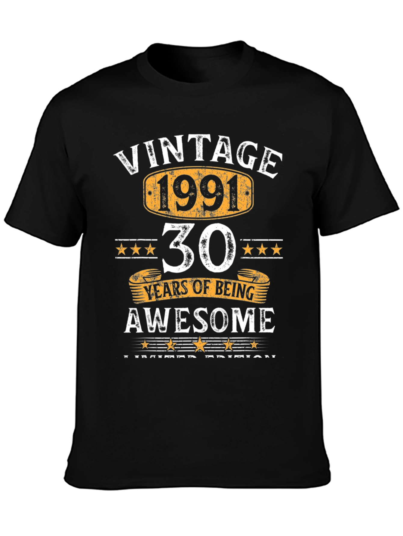 Black Vintage 1991 30 Years Awesome Limited Edition T-Shirt view 3
