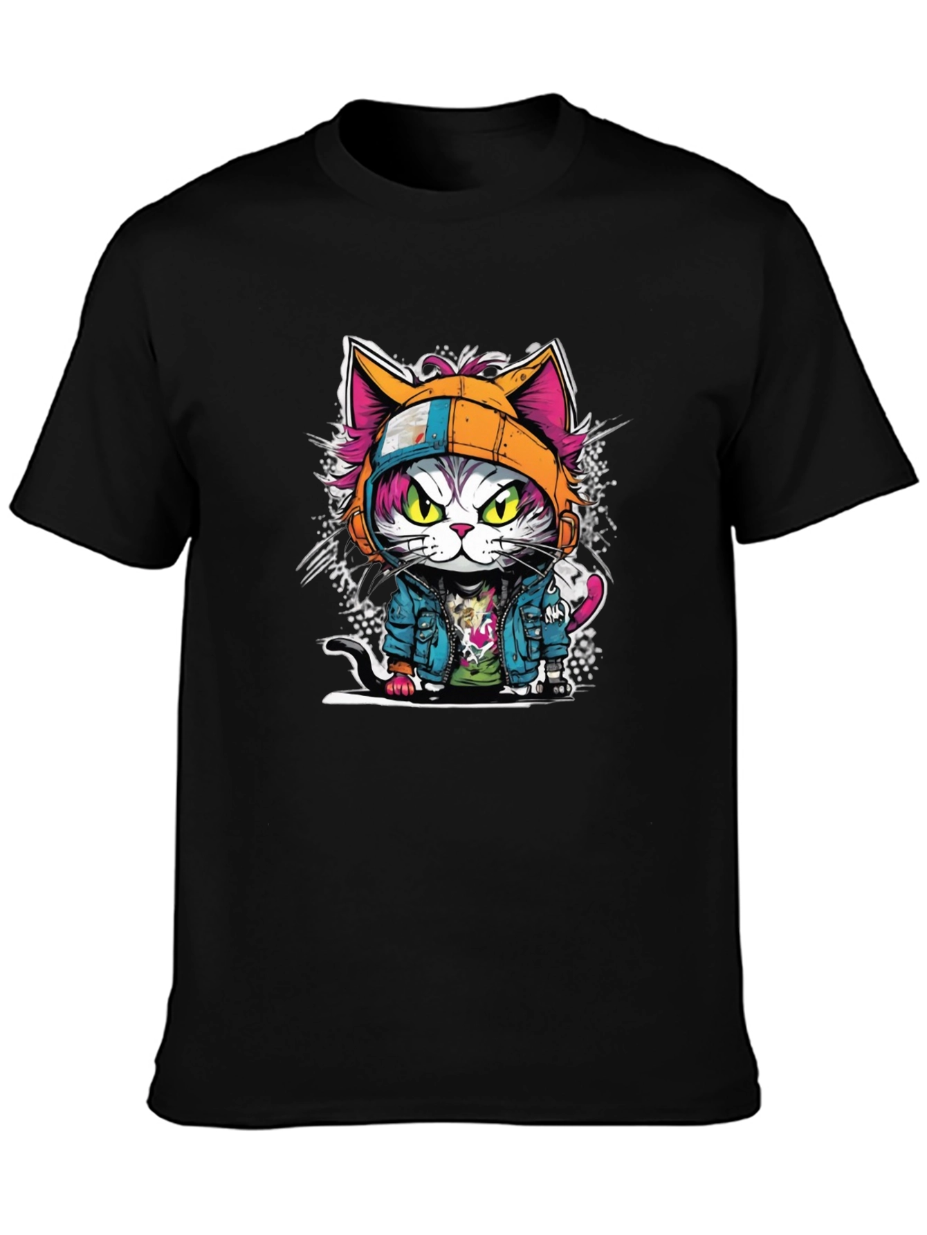 Black Cool Cat Graphic Tee - Urban Style view 3