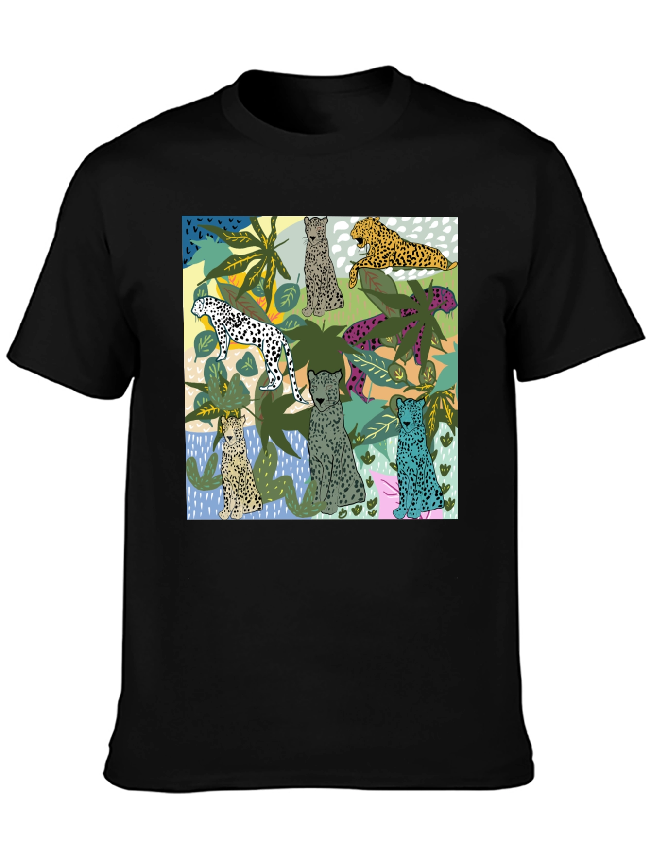 Black Jungle Cats Black T-Shirt view 3