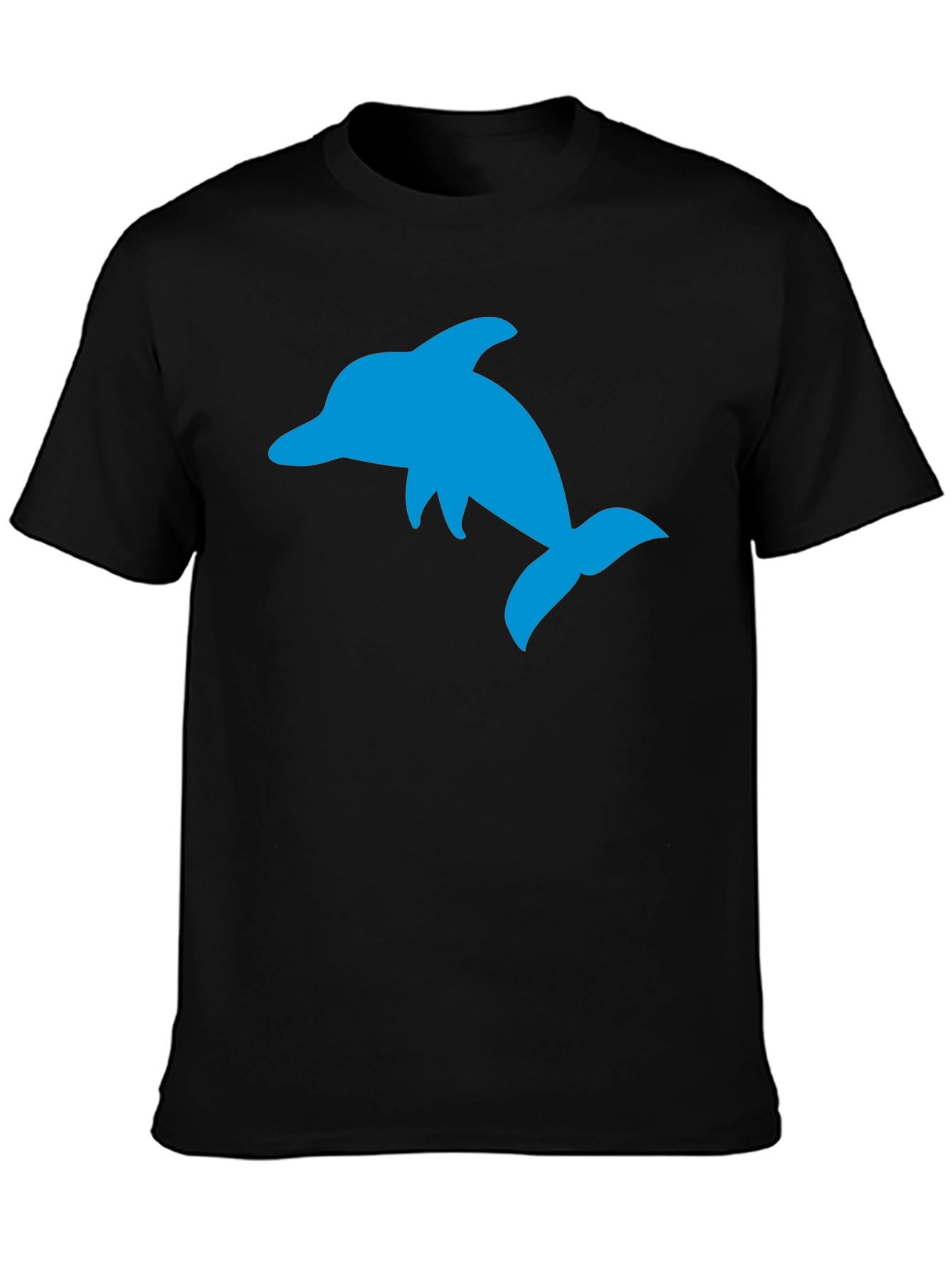 Black Black T-Shirt with Blue Dolphin Graphic view 3