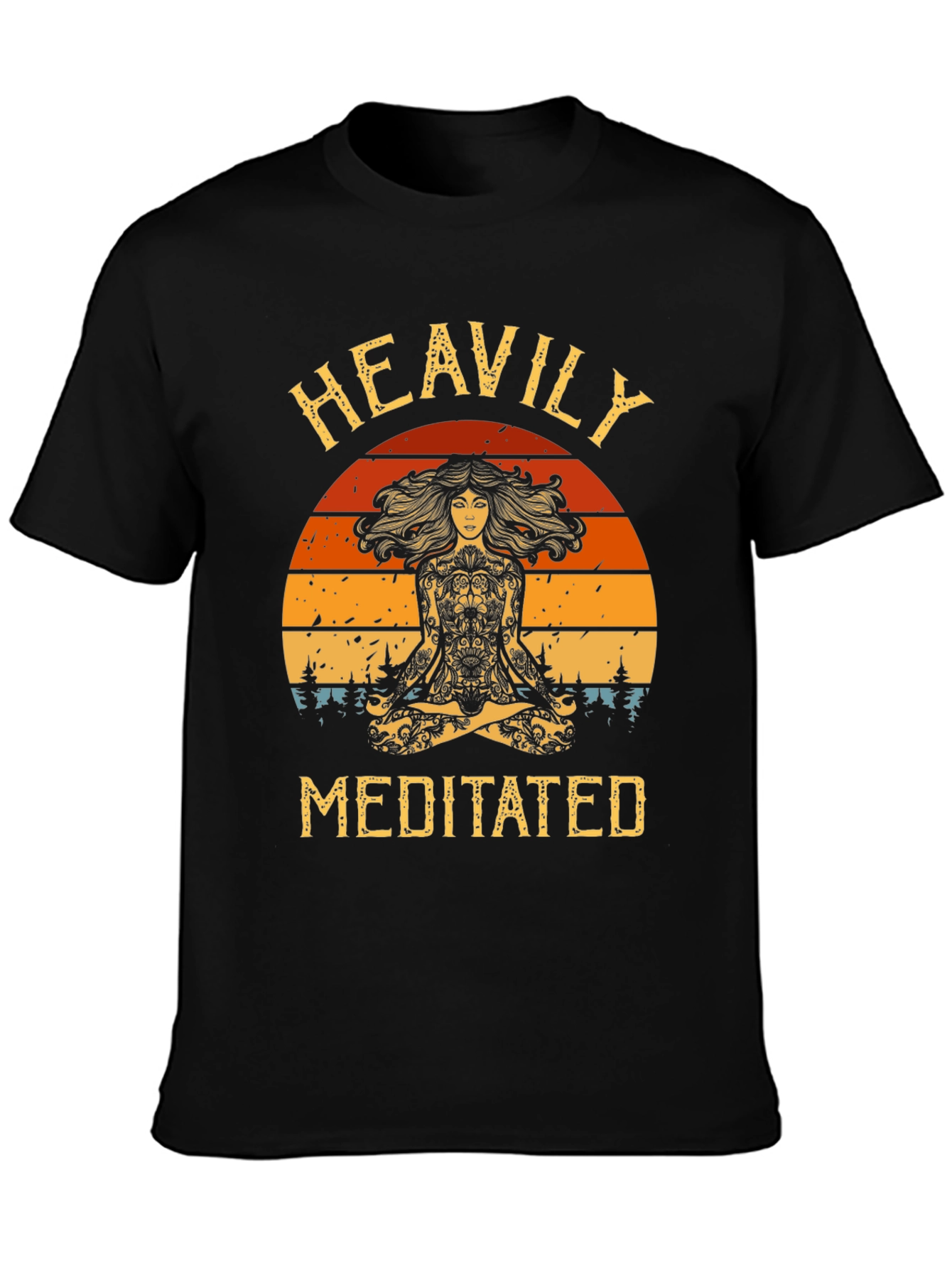 Black Heavily Meditated Graphic Tee - Yoga Meditation Shirt view 3