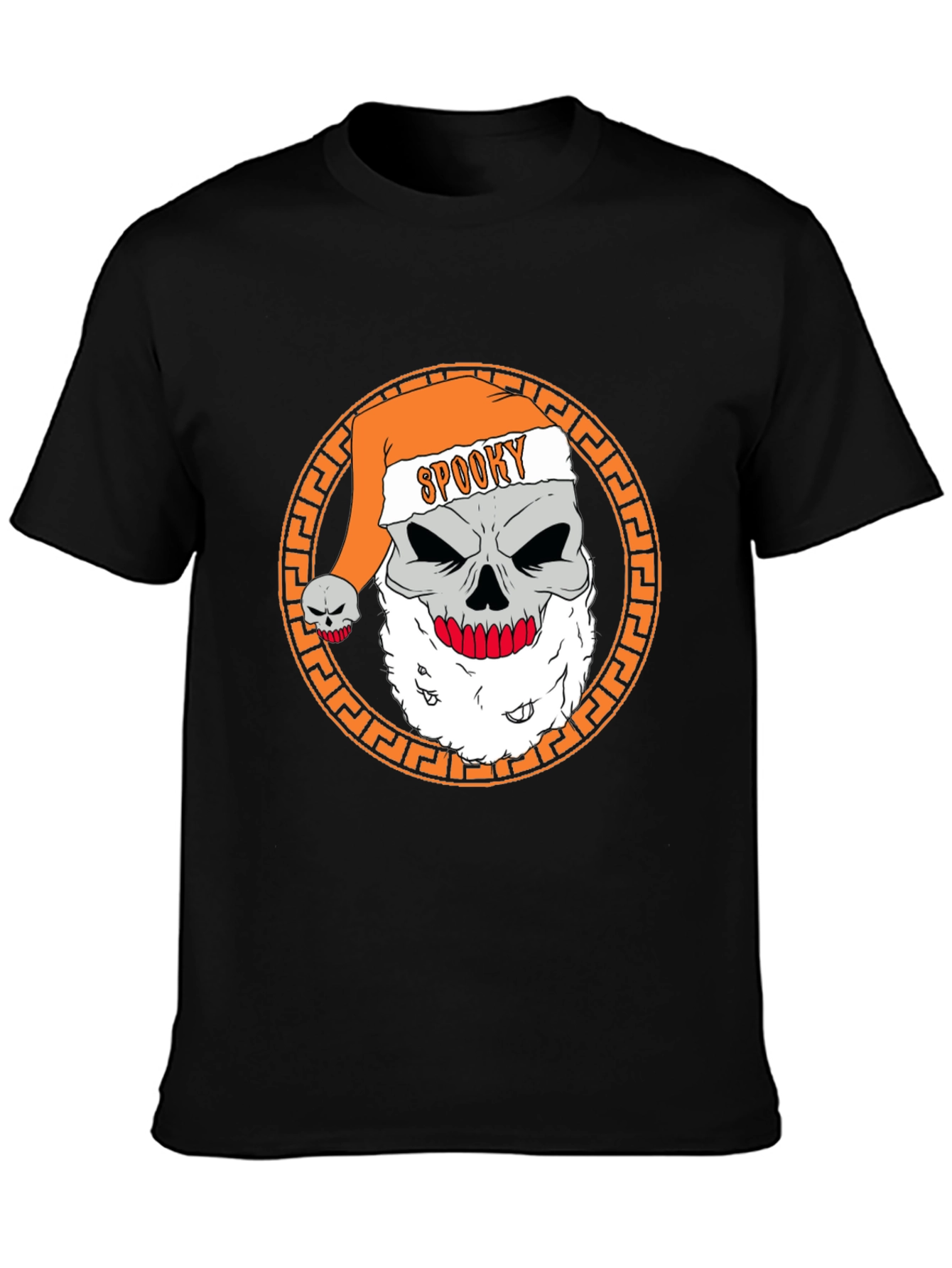 Black Spooky Santa Skull Graphic Tee view 3