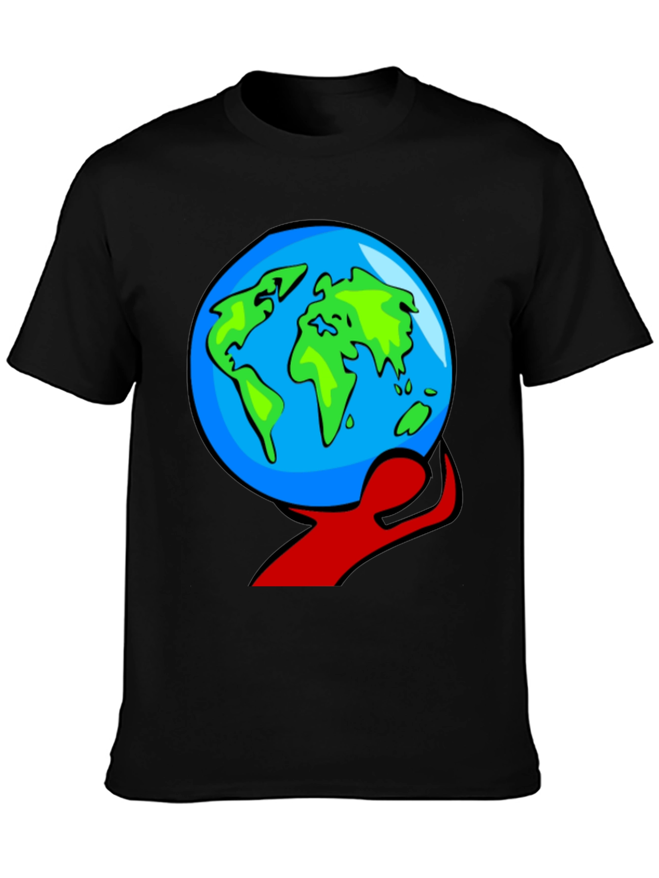Black World in Hand Graphic Tee - Black Cotton T-Shirt view 3