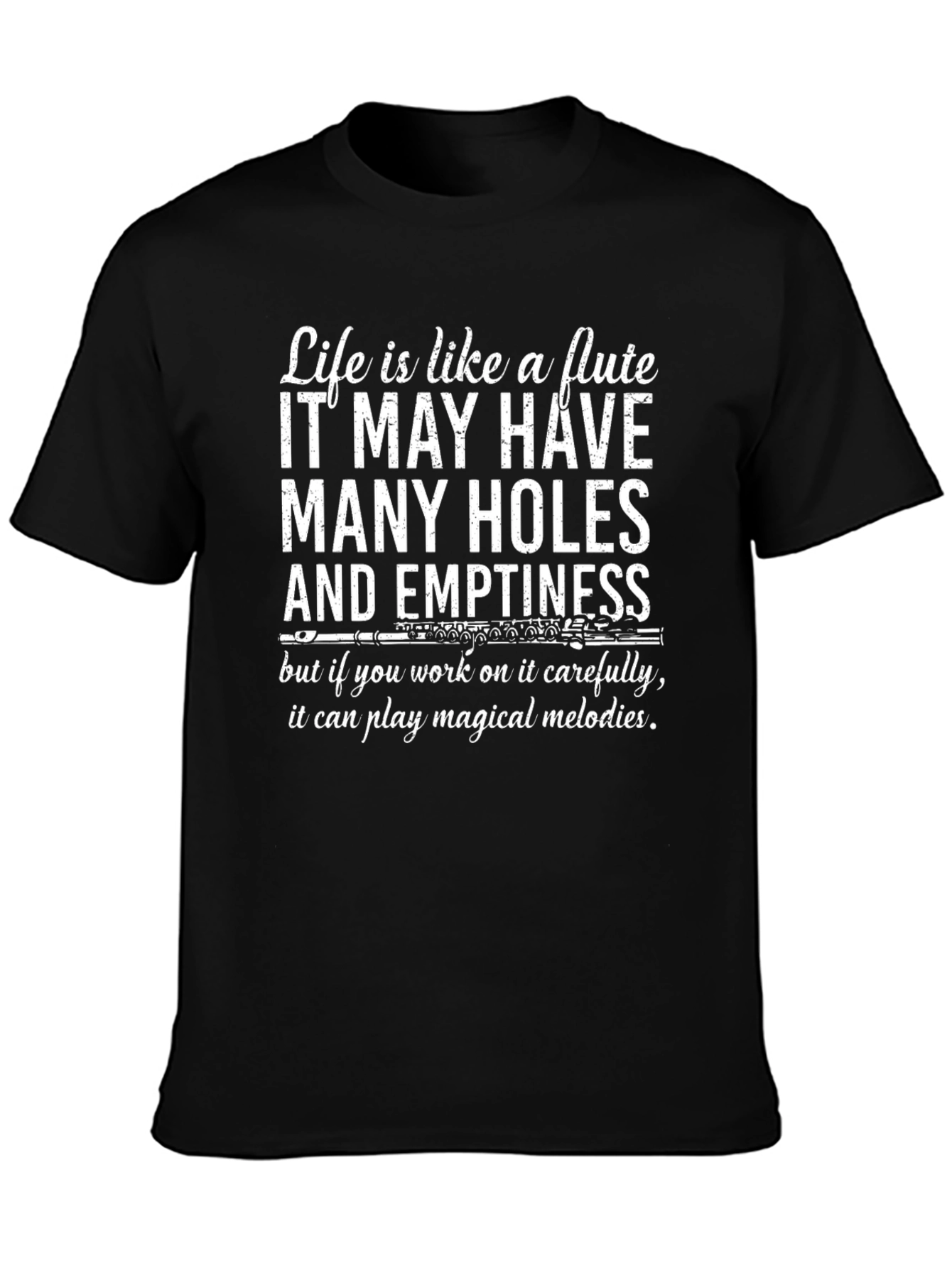 Black Flute Life T-Shirt: Magical Melodies & Meaningful Holes view 3