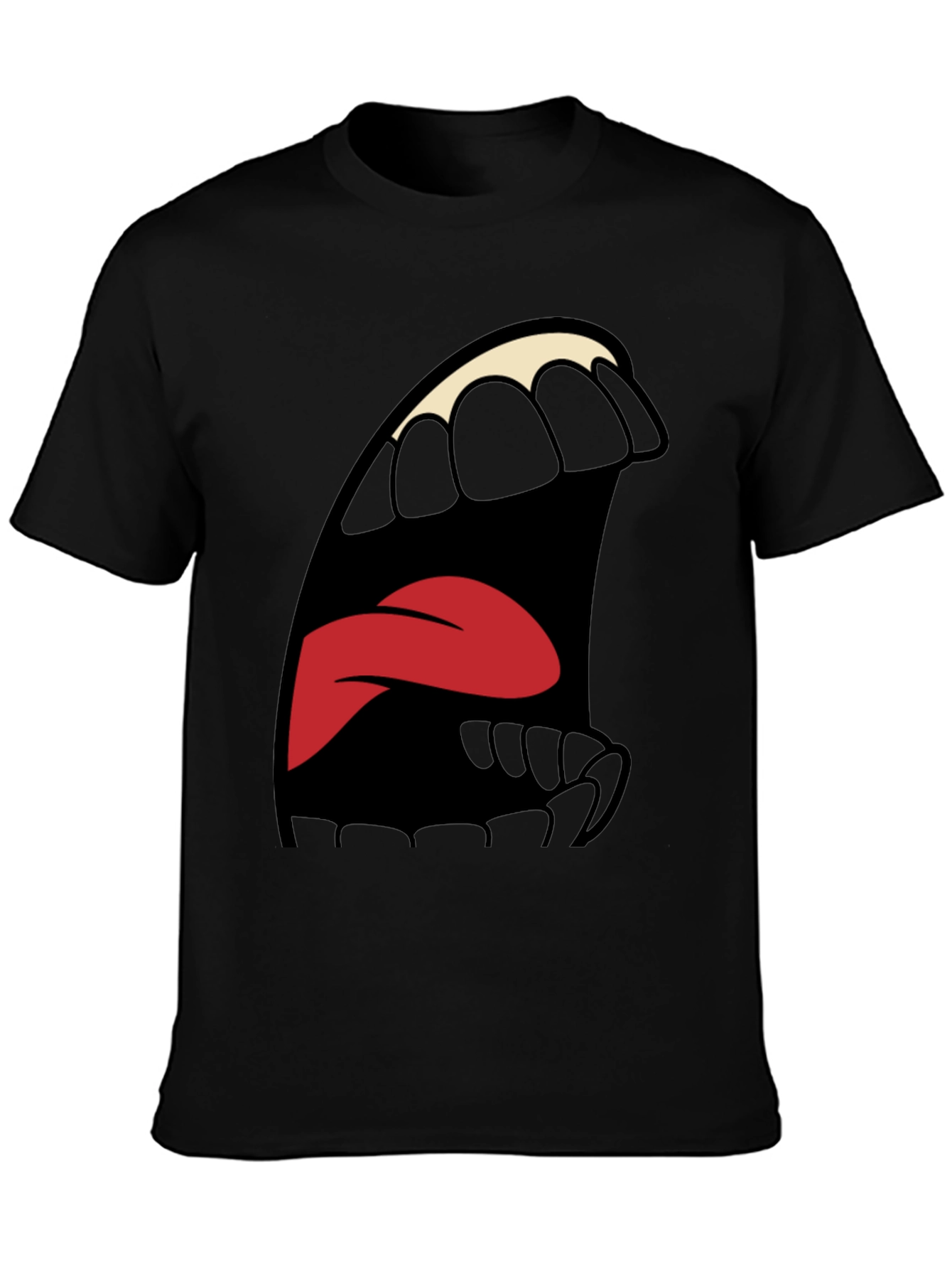 Black Cartoon Mouth Graphic Tee - Expressive Style view 3