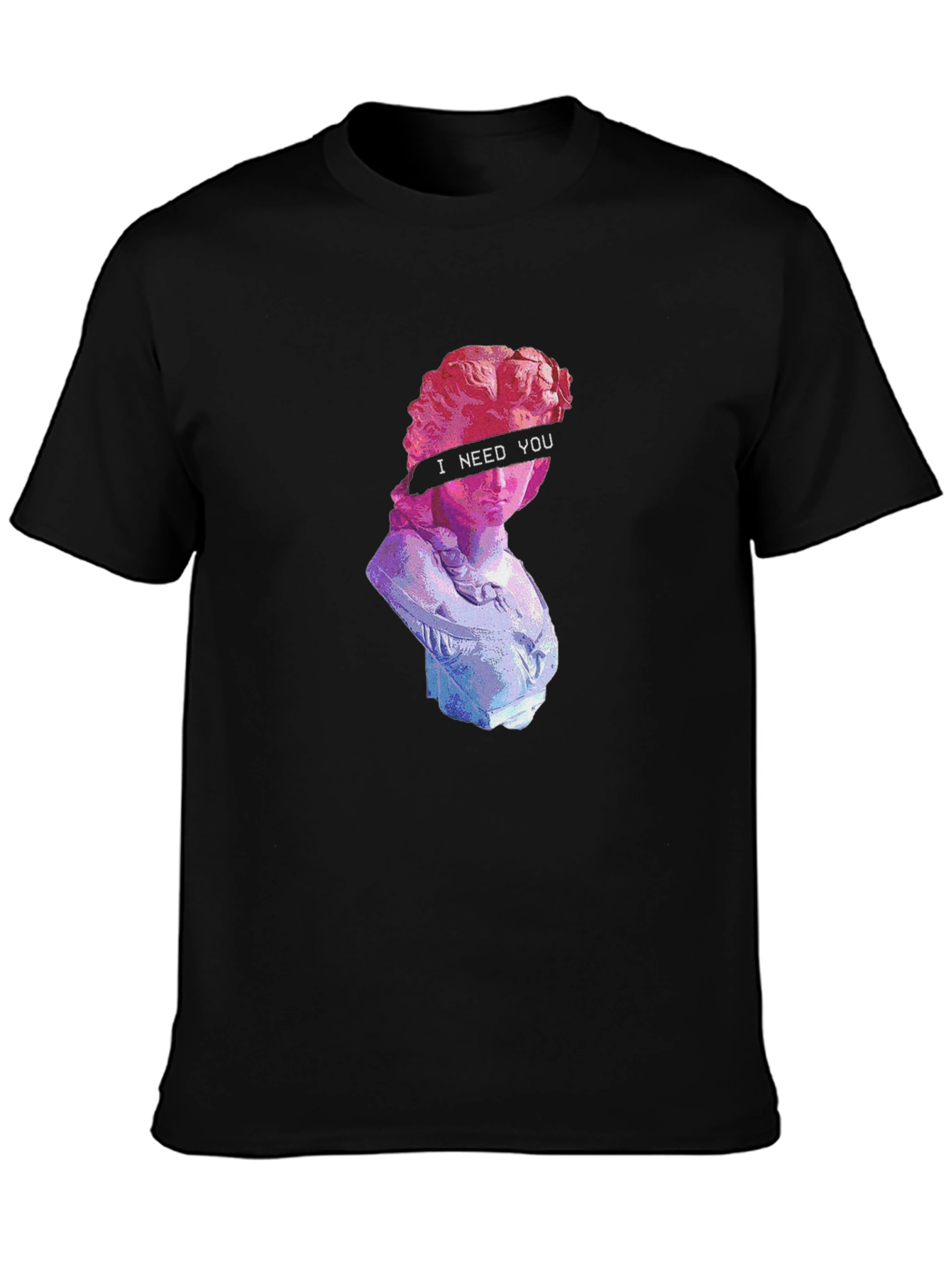 Black Vaporwave Statue Graphic T-Shirt view 3