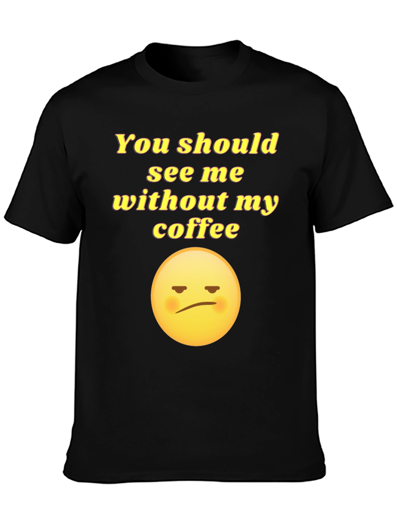 Black Funny "No Coffee" Graphic T-Shirt view 3