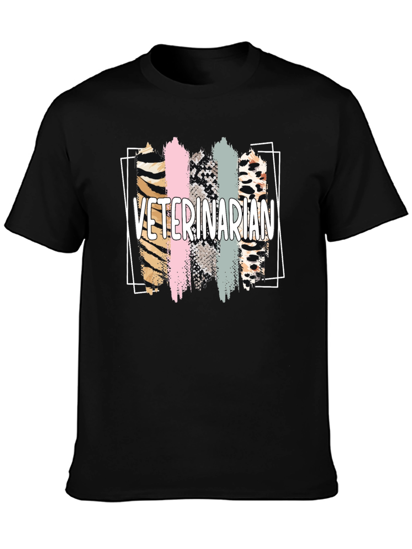 Black Veterinarian Animal Print T-Shirt view 3