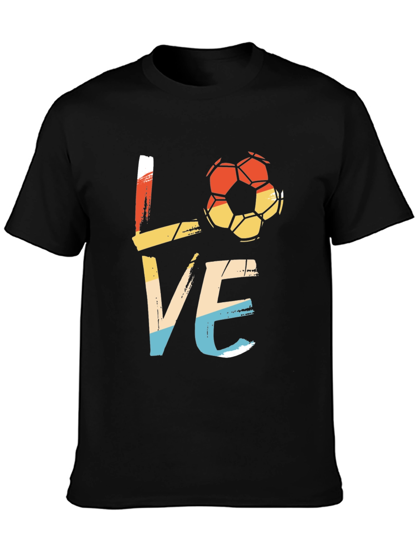 Black Retro Soccer LOVE Graphic Tee view 3