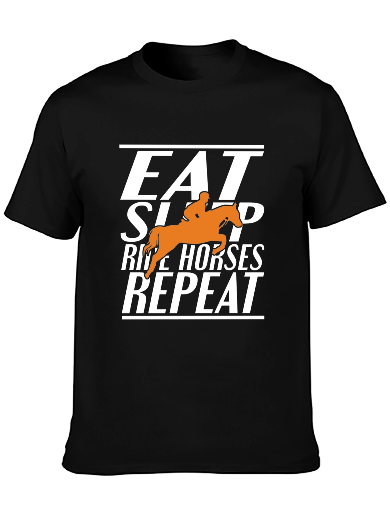 Black Eat Sleep Ride Horses Repeat Graphic Tee view 3