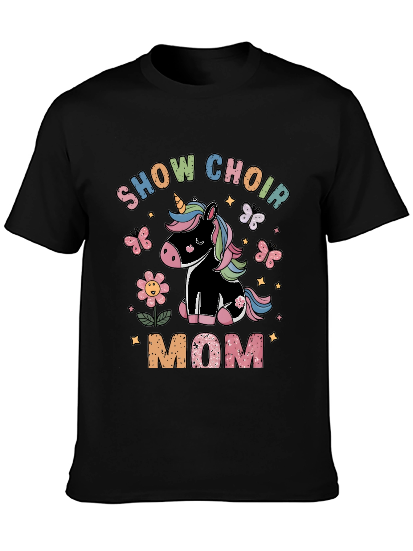 Black Show Choir Mom Unicorn T-Shirt view 3