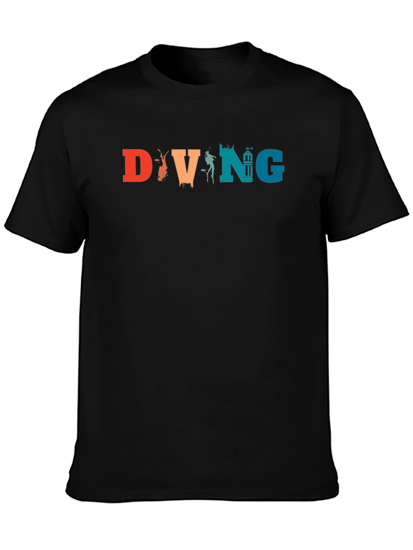 Black Retro Diving T-Shirt view 3