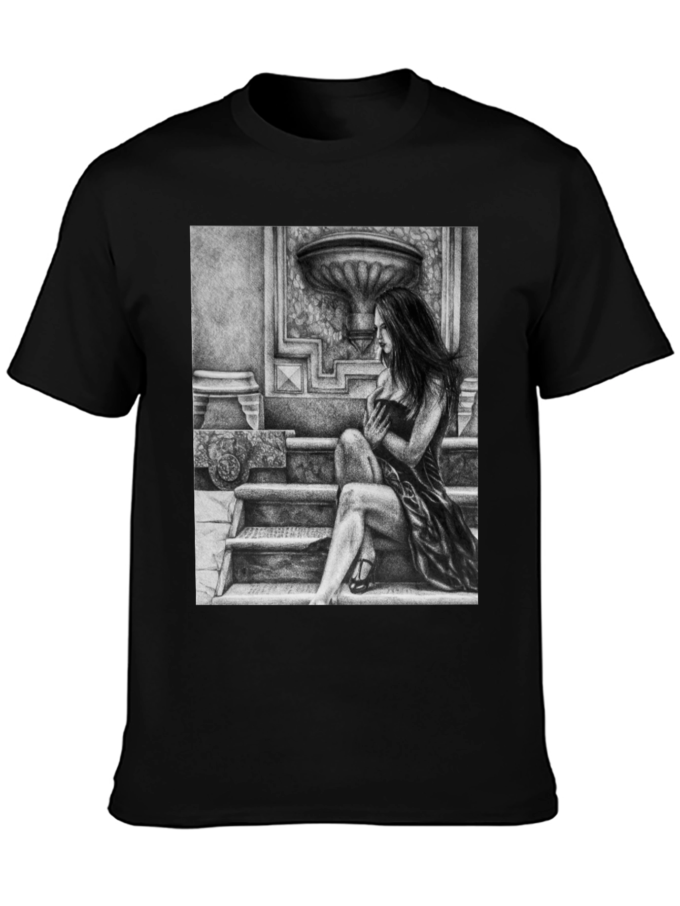 Black Elegant Woman Art Black T-Shirt view 3