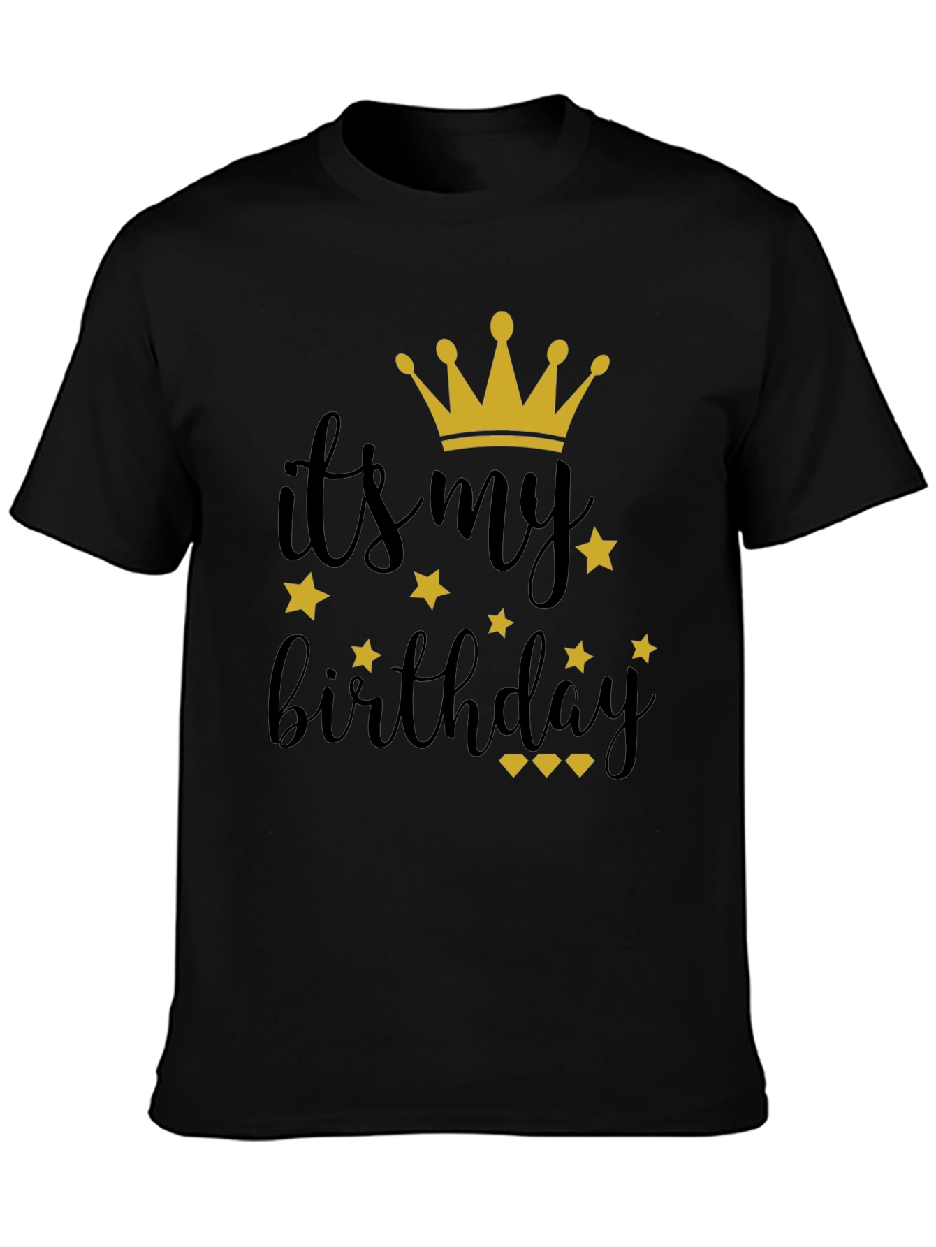 It's My Birthday Shirt - Black Tee with Gold Crown - 3
