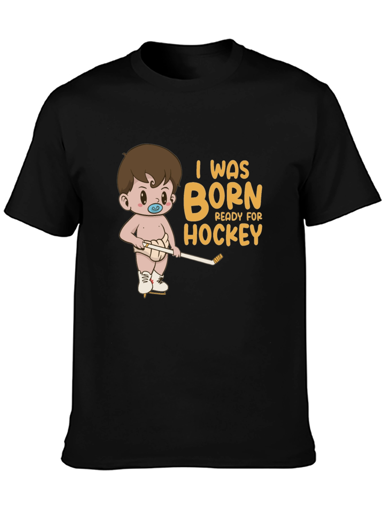 Black Born Ready for Hockey Graphic T-Shirt view 3