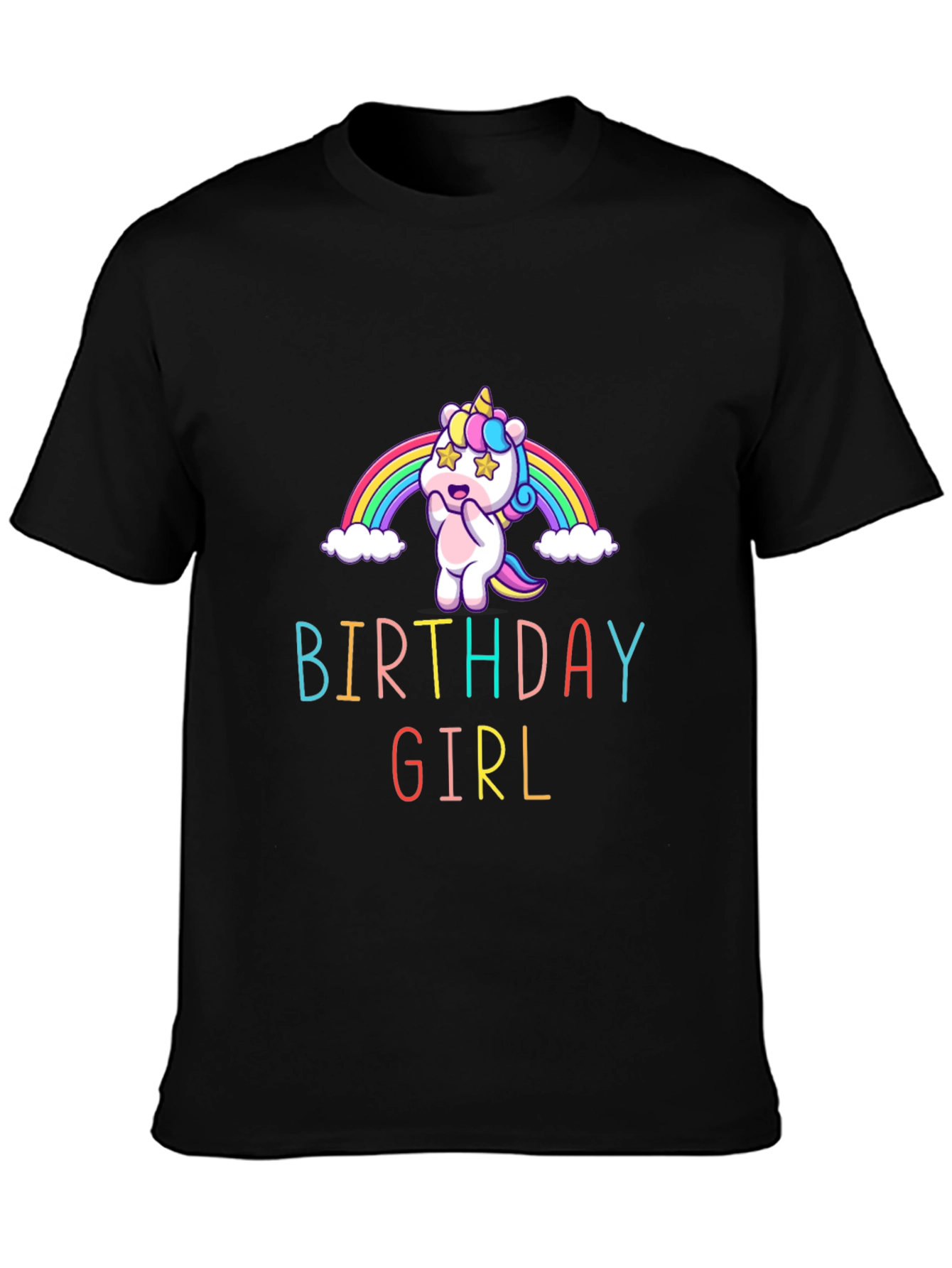 Black Birthday Girl Unicorn Graphic Tee view 3
