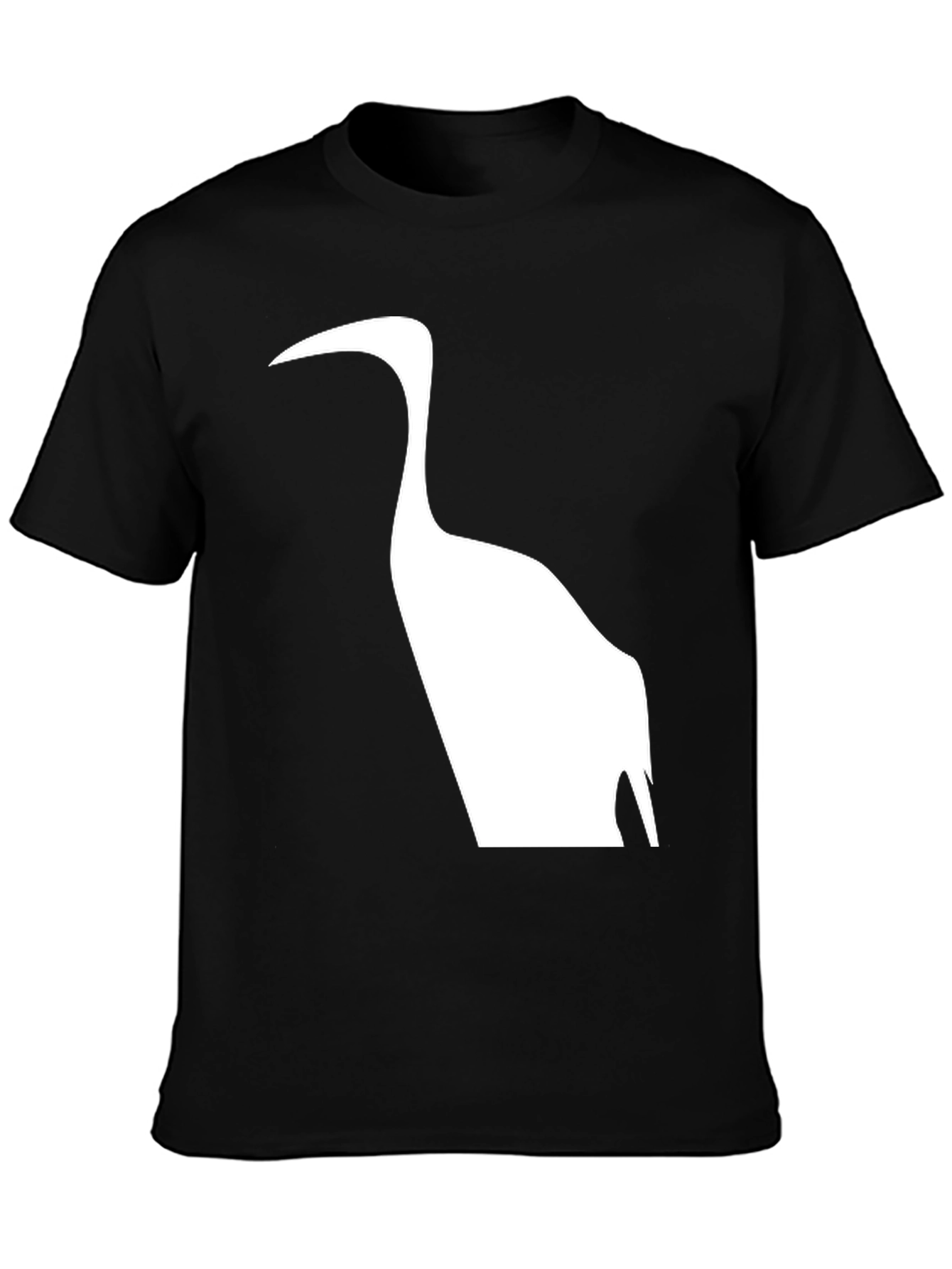 Black Black T-Shirt with Heron Silhouette view 3