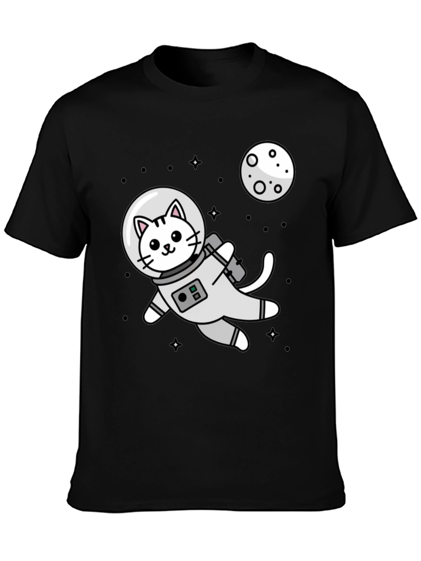 Black Astronaut Cat Graphic T-Shirt - Space Kitten Tee view 3