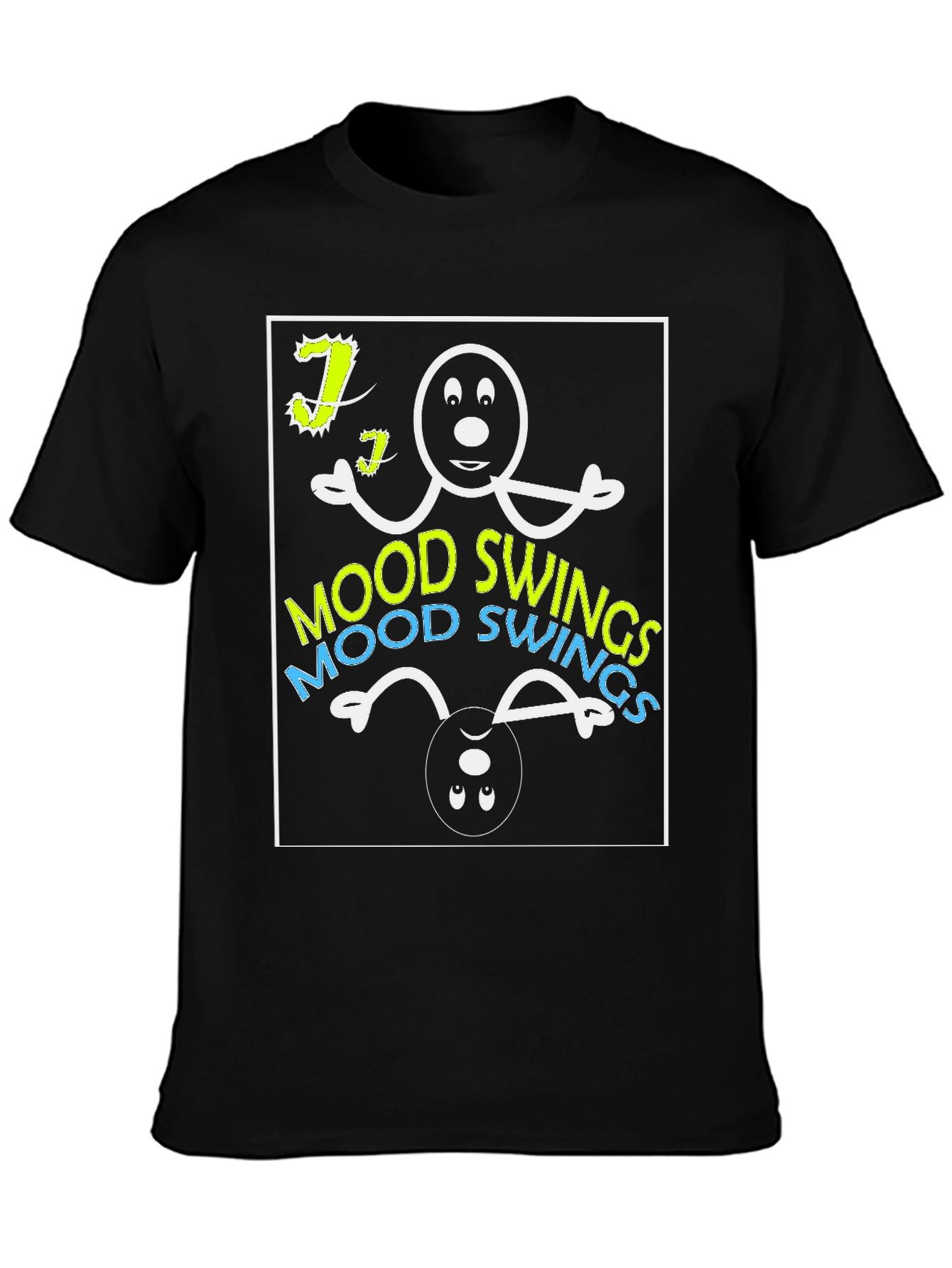 Black Mood Swings Graphic Tee - Black Cotton T-Shirt view 3