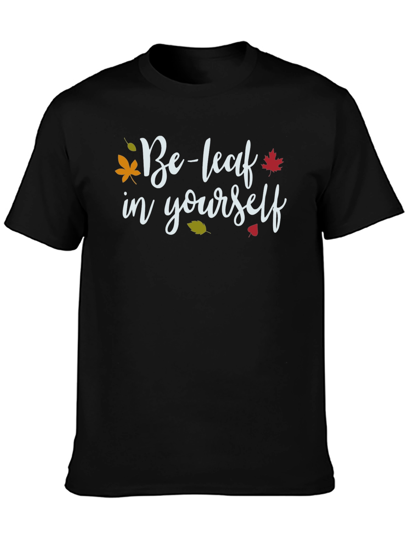 Black Be-leaf In Yourself T-Shirt - Fall Leaves Graphic Tee view 3
