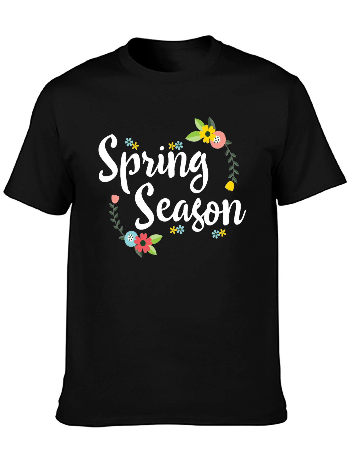 Black Spring Season Floral T-Shirt view 3