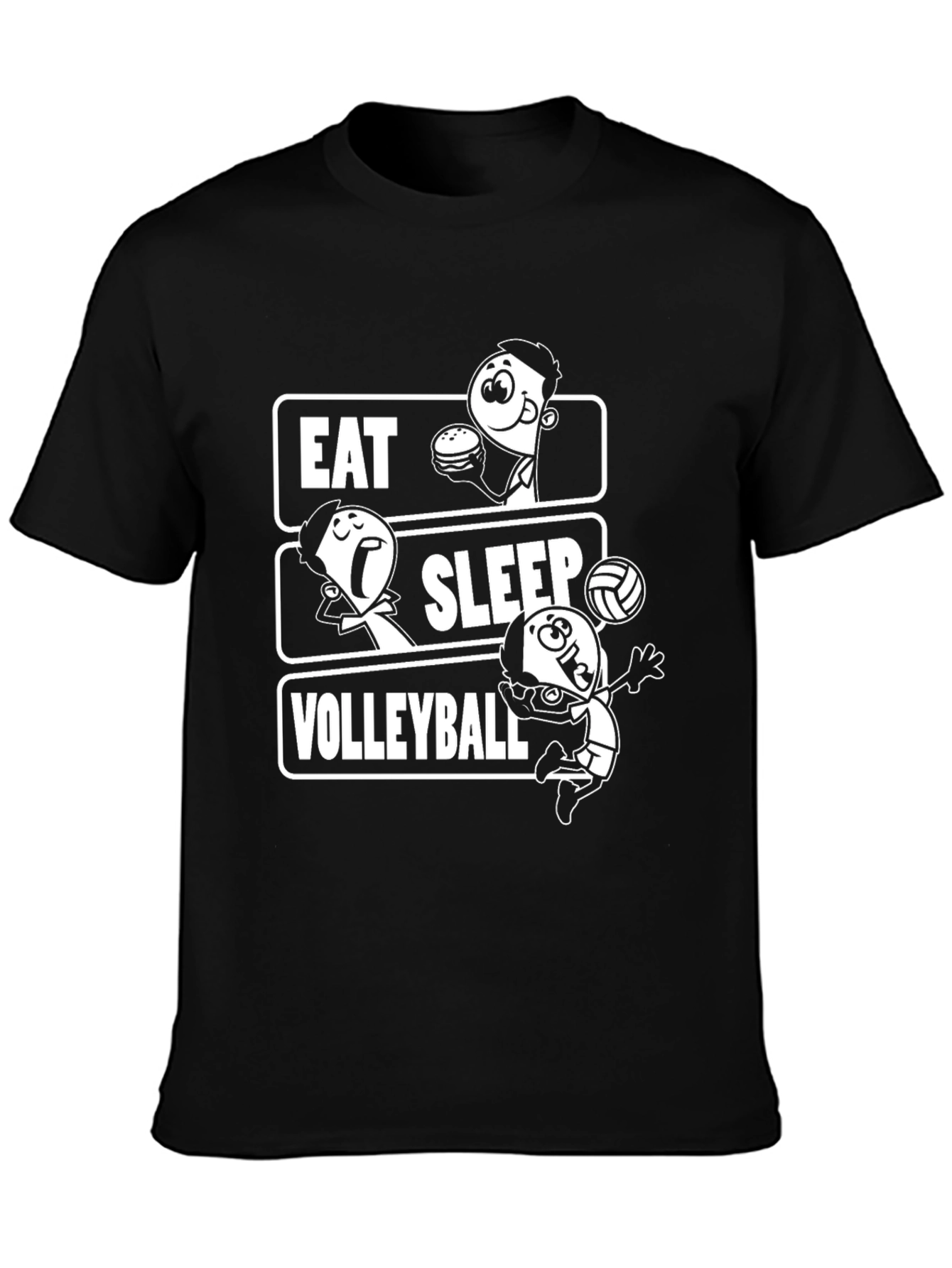 Black Eat Sleep Volleyball Black Graphic Tee view 3