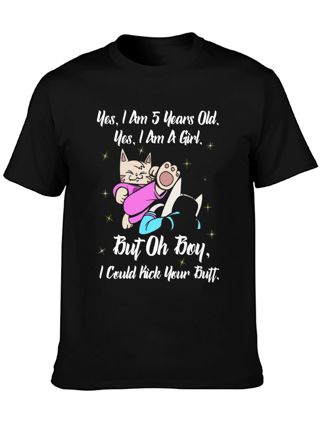 Black Funny "5 Years Old Girl" Graphic T-Shirt view 3