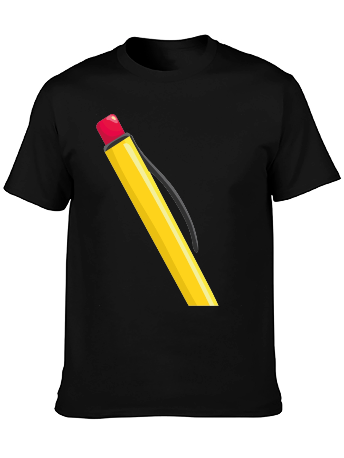 Black Pencil Graphic Tee - Black Cotton Casual Wear view 3