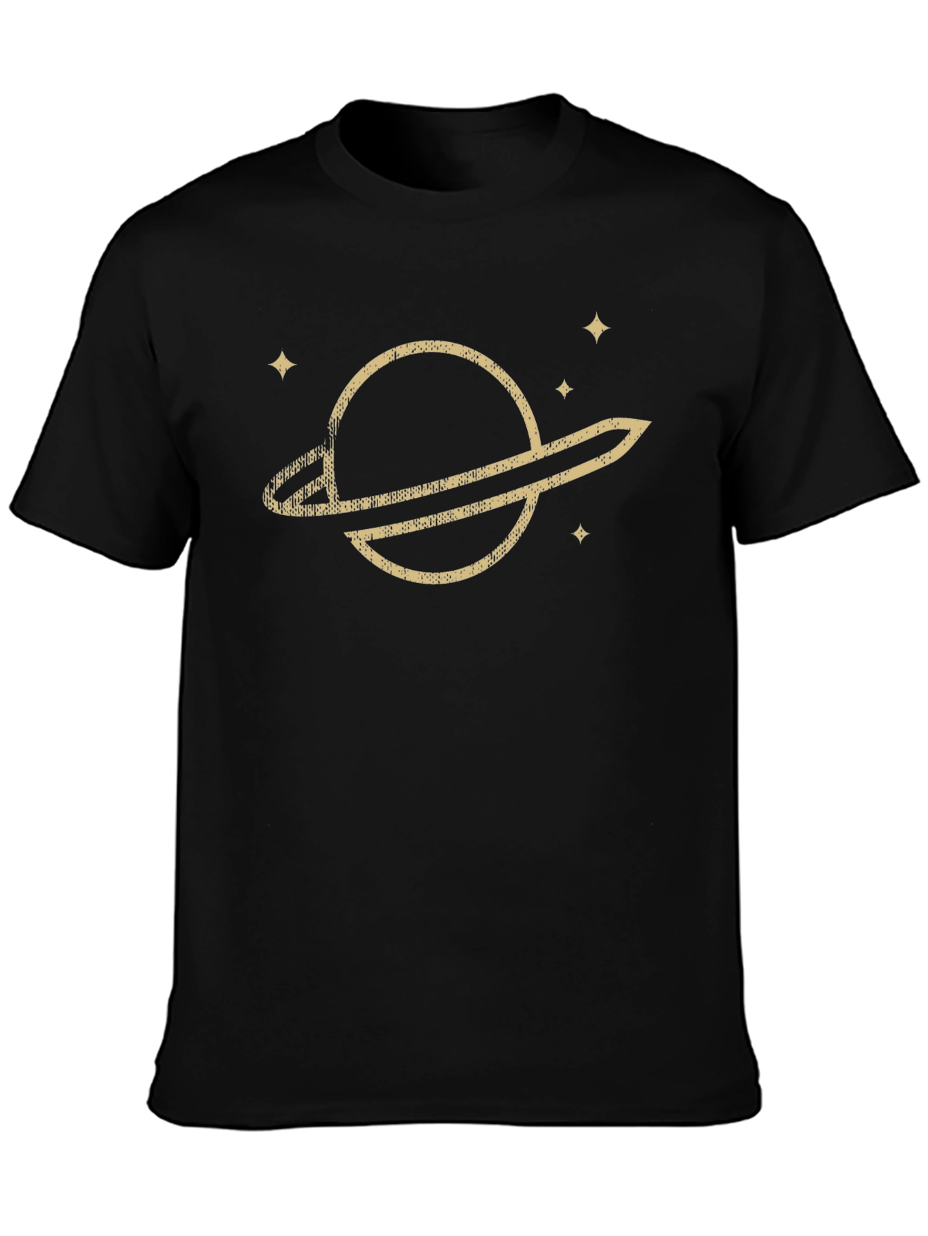 Black Retro Saturn Graphic T-Shirt - Classic Black Tee view 3