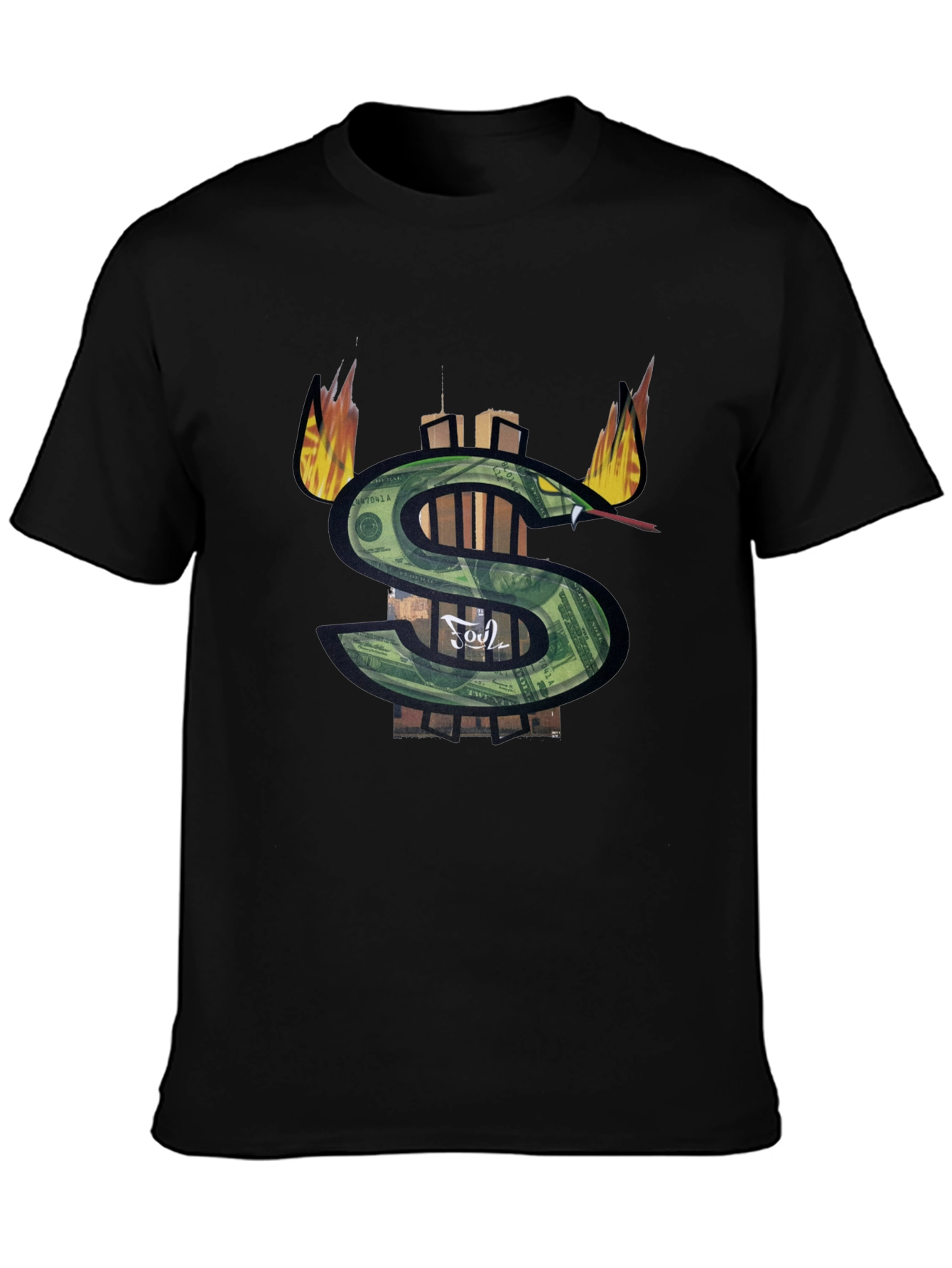 Black Money Snake Graphic Tee - Black view 3
