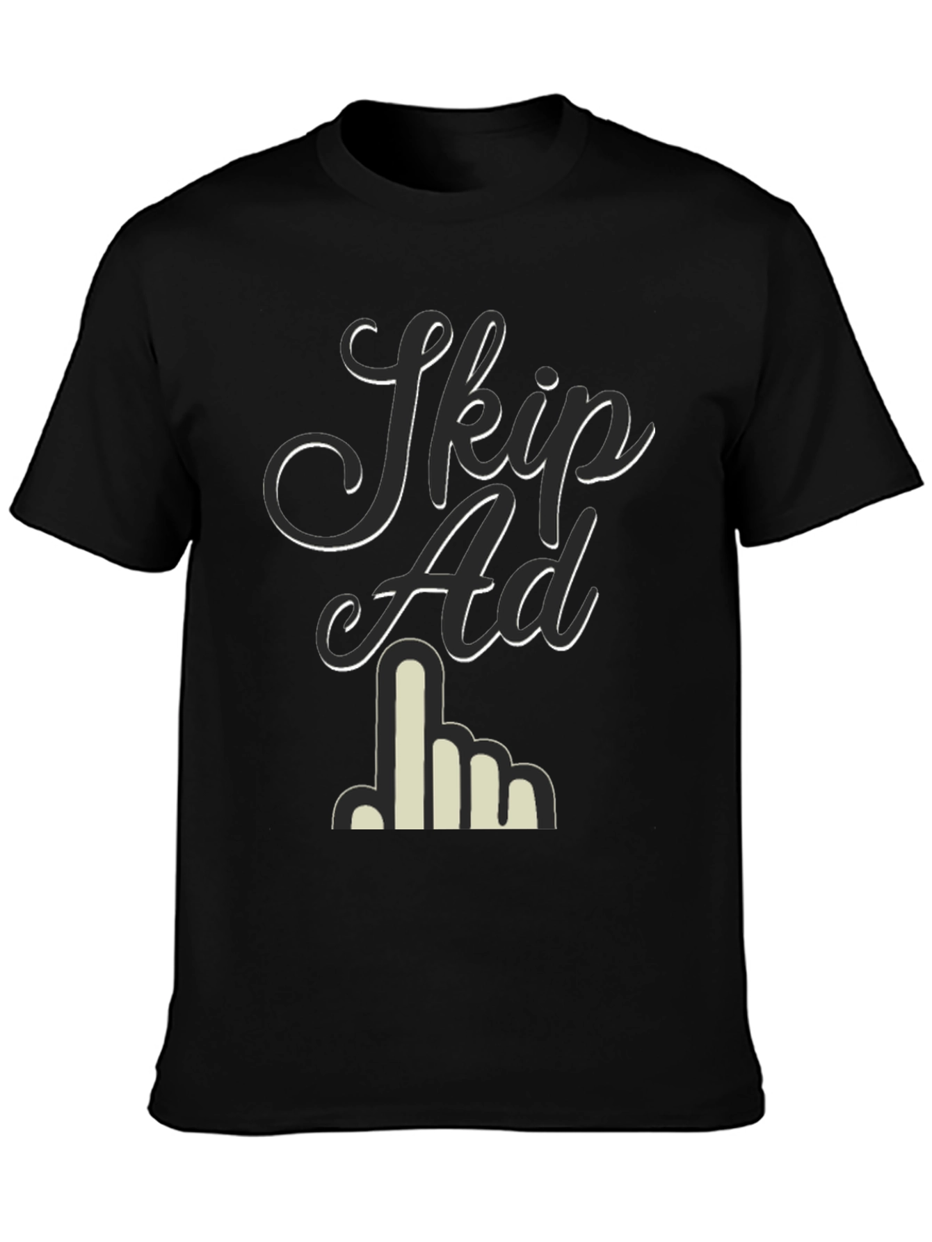 Black Skip Ad Graphic Tee - Funny Anti-Advertising Humor T-Shirt view 3