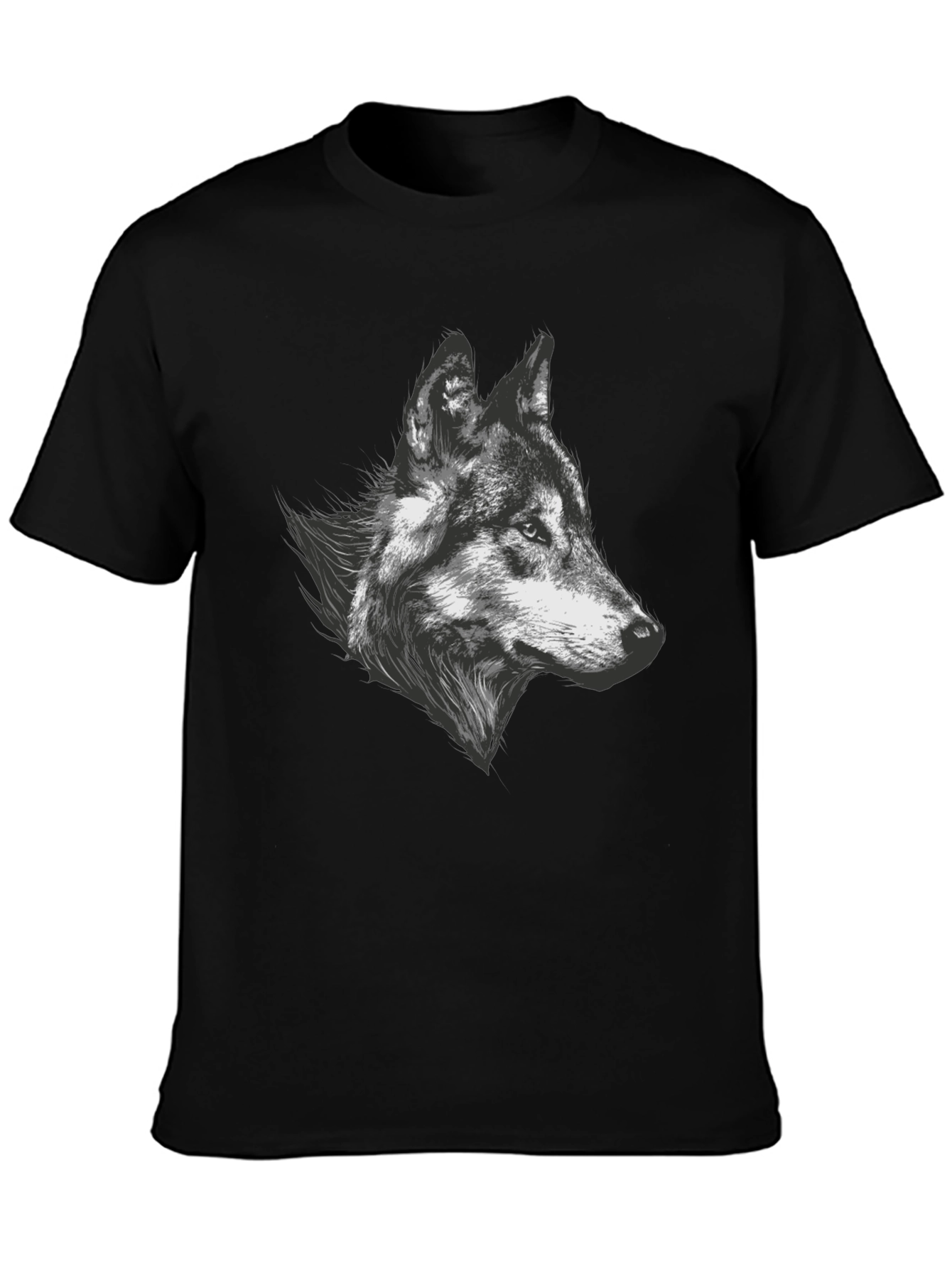 Black Wolf Graphic Tee - Black Cotton Blend T-Shirt view 3
