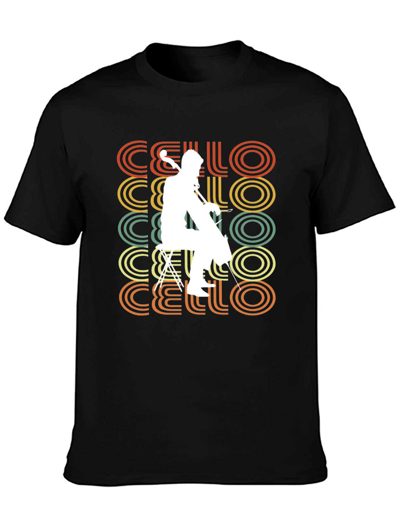 Black Vintage Cello Player T-Shirt - Retro Music Tee view 3