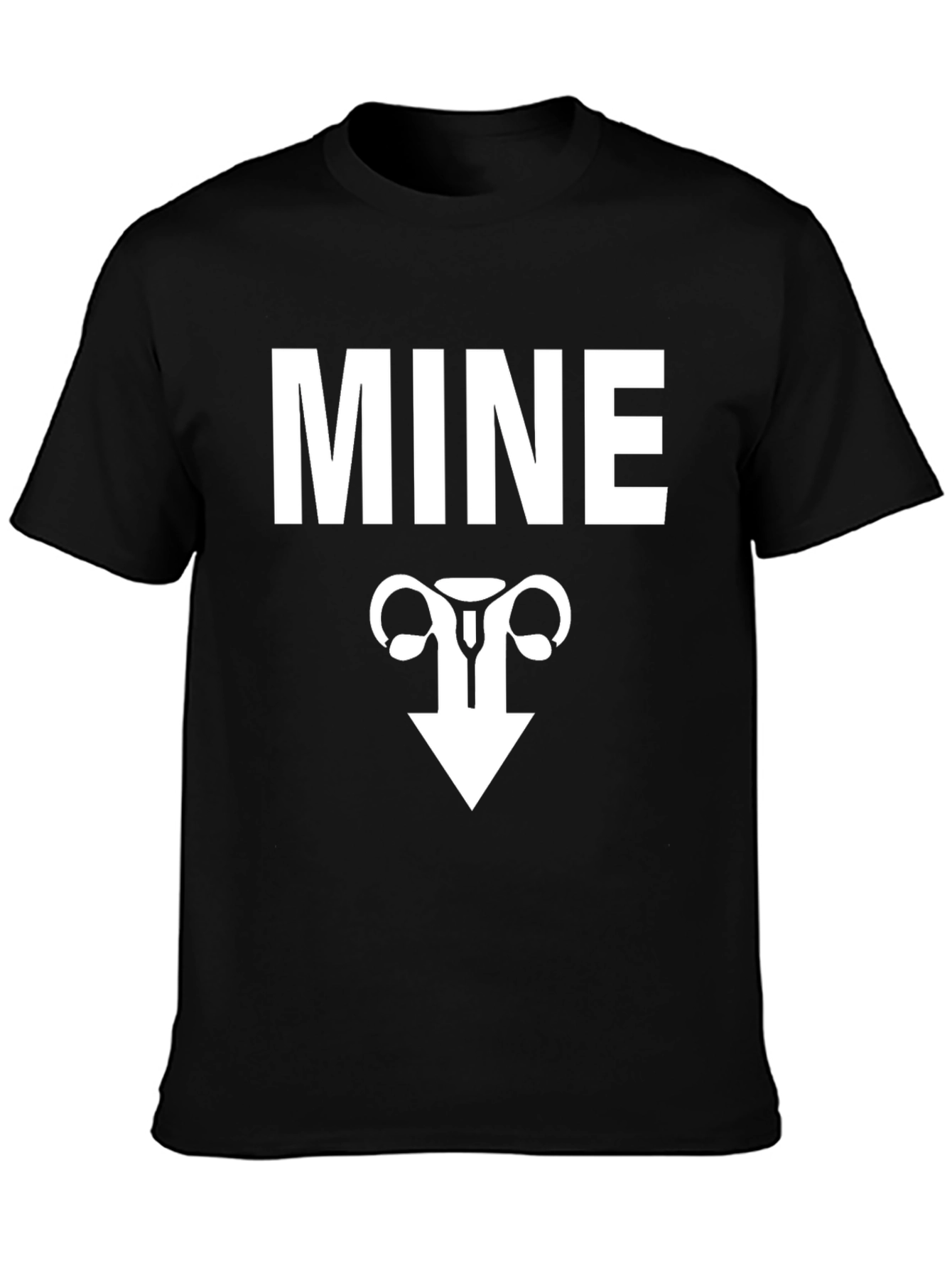 Black MINE Uterus Funny Graphic Tee - Black view 3