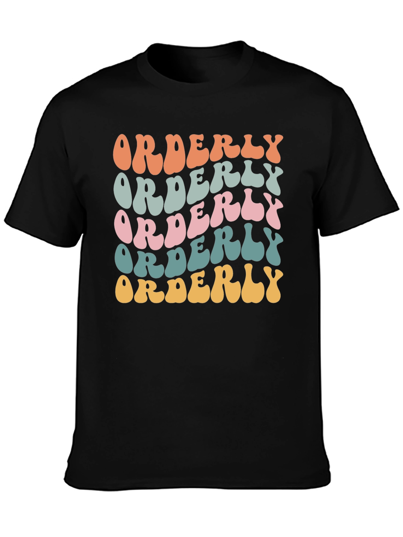 Black Orderly Retro Style Graphic Tee - Black view 3