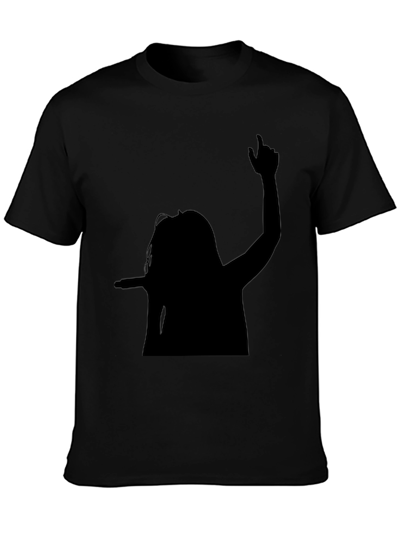 Black Silhouette Graphic Tee - Black Cotton Blend Shirt view 3