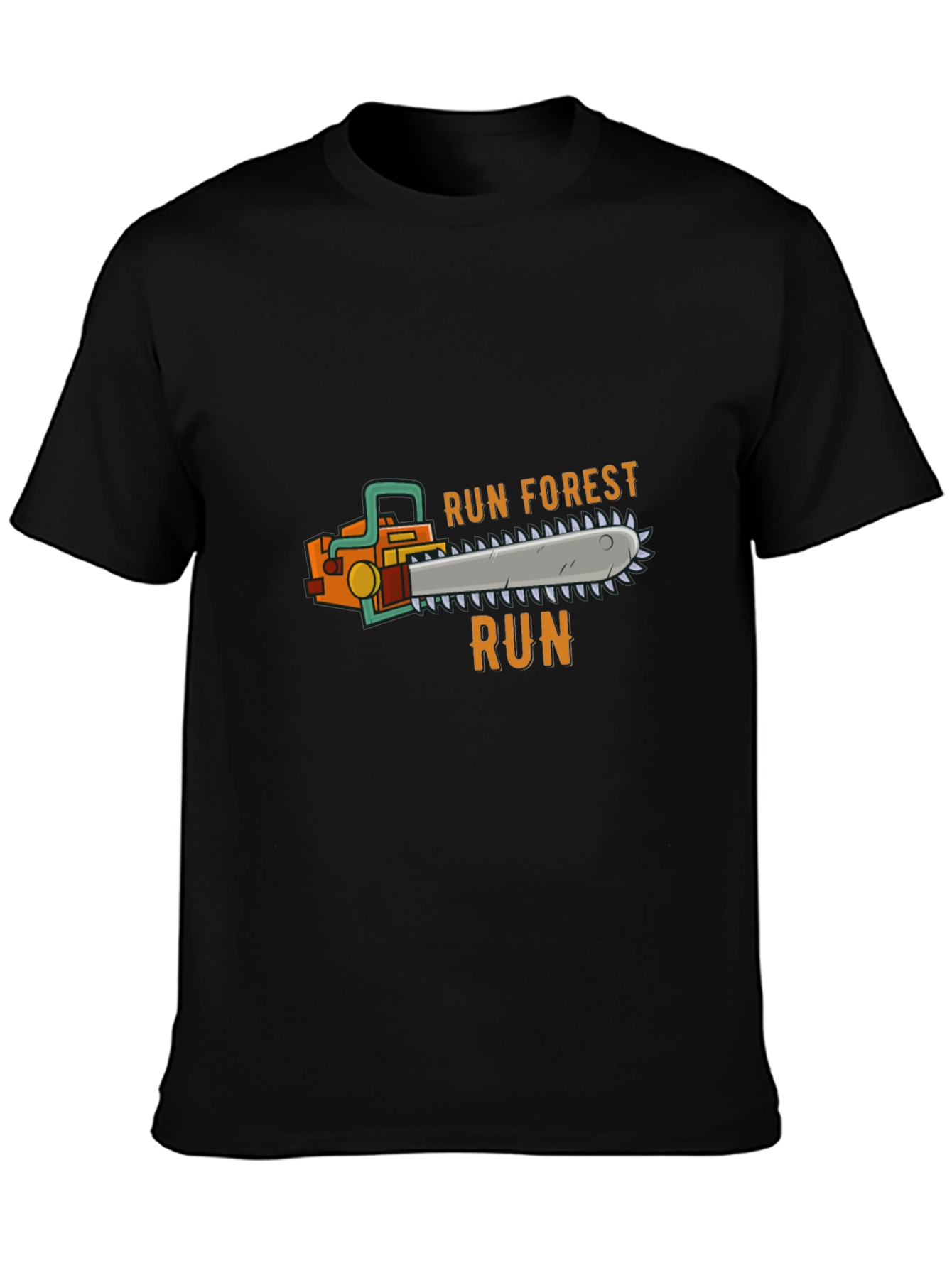 Black Run Forest Run Chainsaw T-Shirt - Novelty Tee view 3