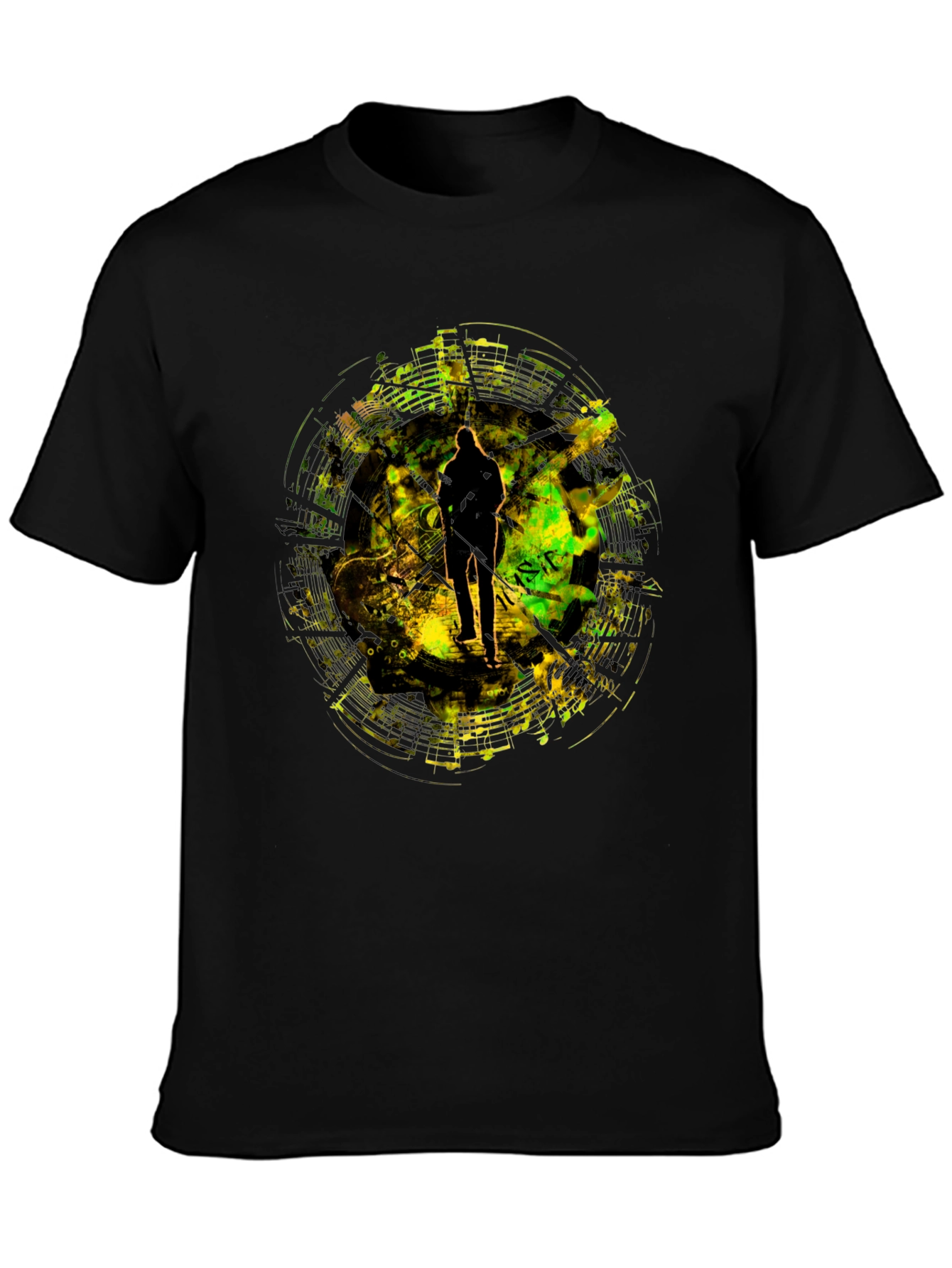 Black Abstract Silhouette Graphic T-Shirt view 3