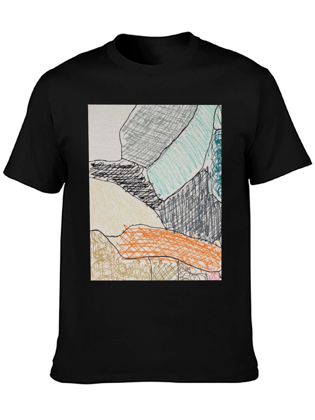 Black Abstract Art Print Black T-Shirt view 3