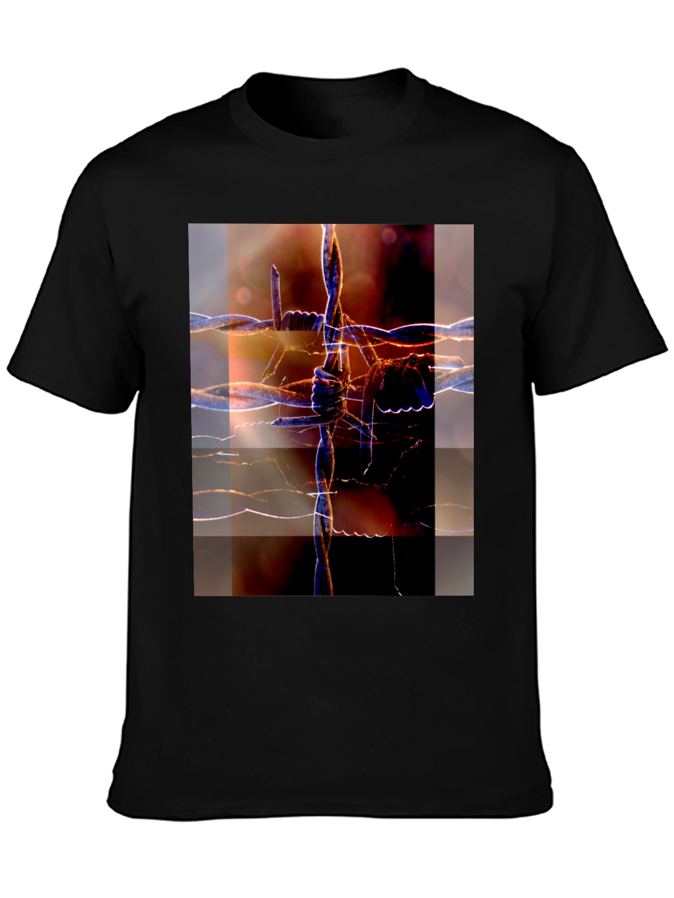 Black Barbed Wire Graphic Tee - Abstract Design view 3