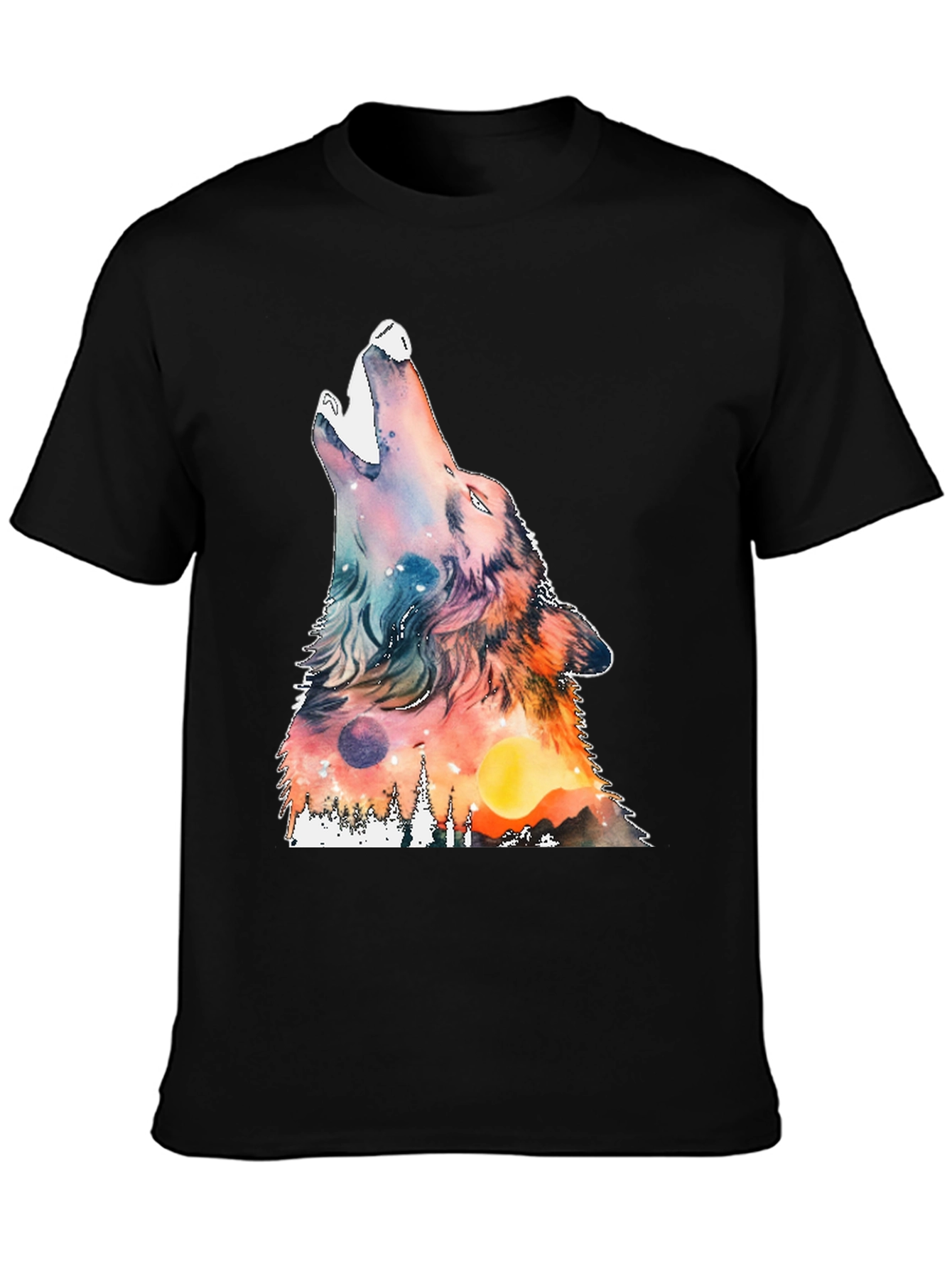 Black Wolf Howling Graphic Print Tee view 3