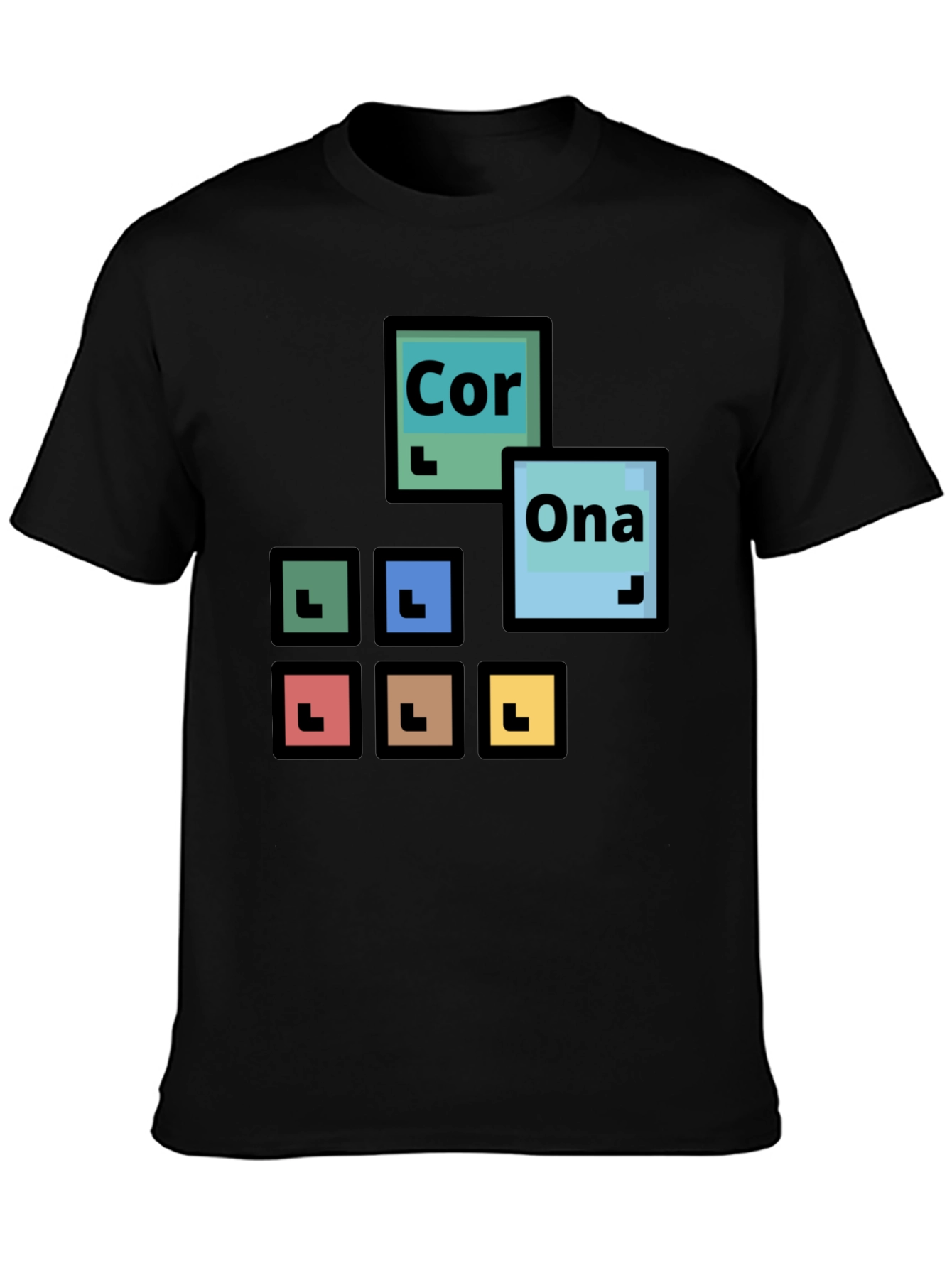 Black Periodic Table Corona T-Shirt - Black Cotton Tee view 3