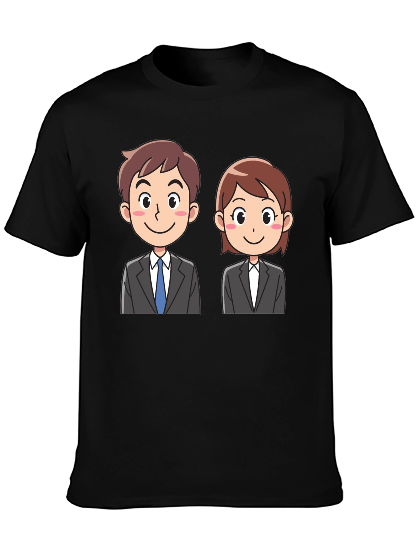 Black Cartoon Business Duo Black T-Shirt view 3