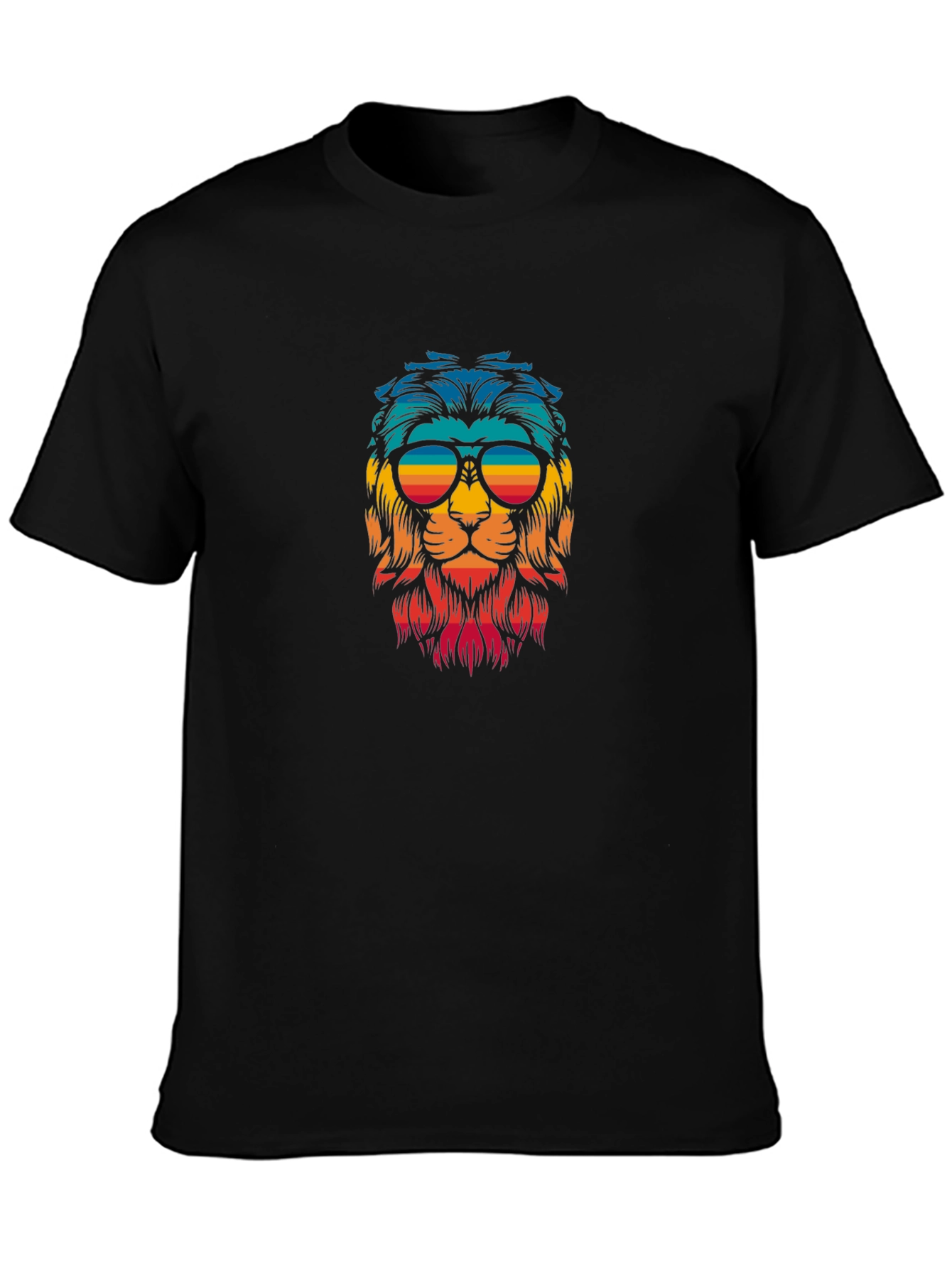 Black Cool Lion Graphic Tee - Black Casual Shirt view 3