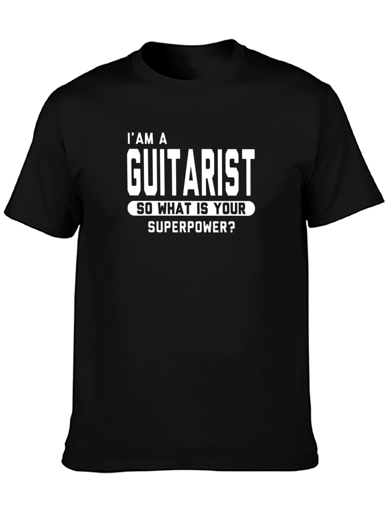 Black I'm A Guitarist Superpower Funny T-Shirt view 3