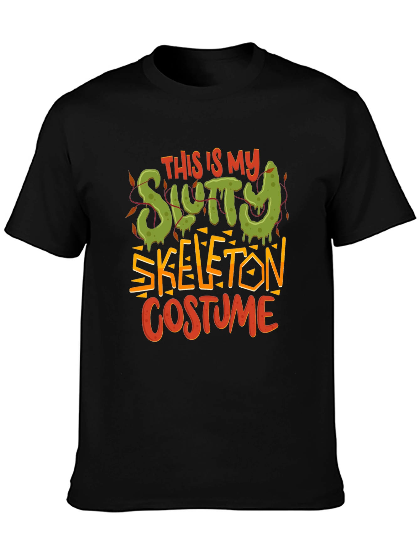 Black Slutty Skeleton Costume Graphic T-Shirt view 3